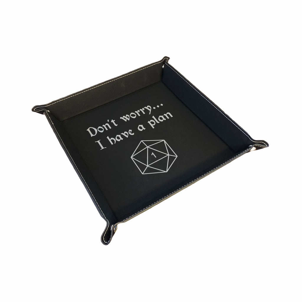 DND Dice Tray I have a plan Crit Fail Engraved Leatherette Snap Tray, DND Gifts Dungeons Dragons