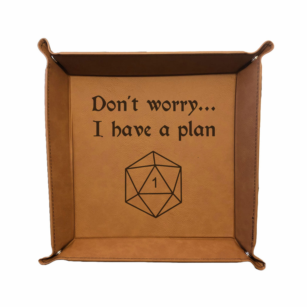 DND Dice Tray I have a plan Crit Fail Engraved Leatherette Snap Tray, DND Gifts Dungeons Dragons