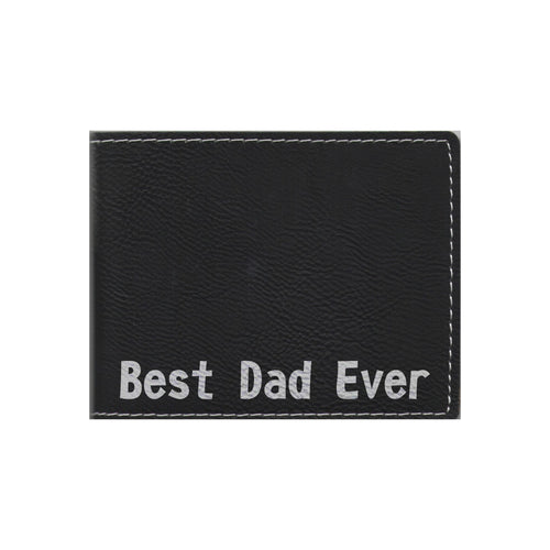 Best Dad Ever Engraved Leatherette Bi-fold Wallet, Dad Gift