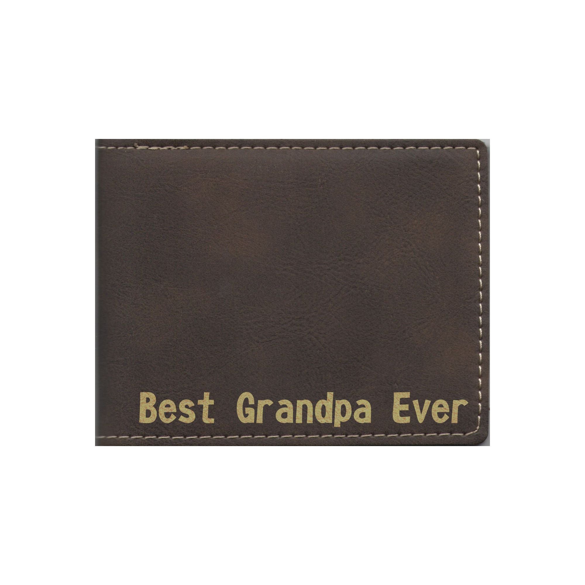 Best Grandpa Ever Engraved Leatherette Bi-fold Wallet, Grandpa Gift