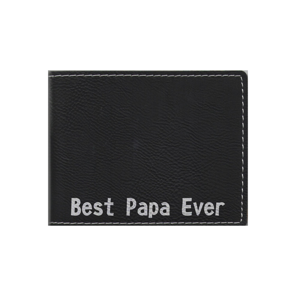 Best Papa Ever Engraved Leatherette Bi-fold Wallet, Papa Gift