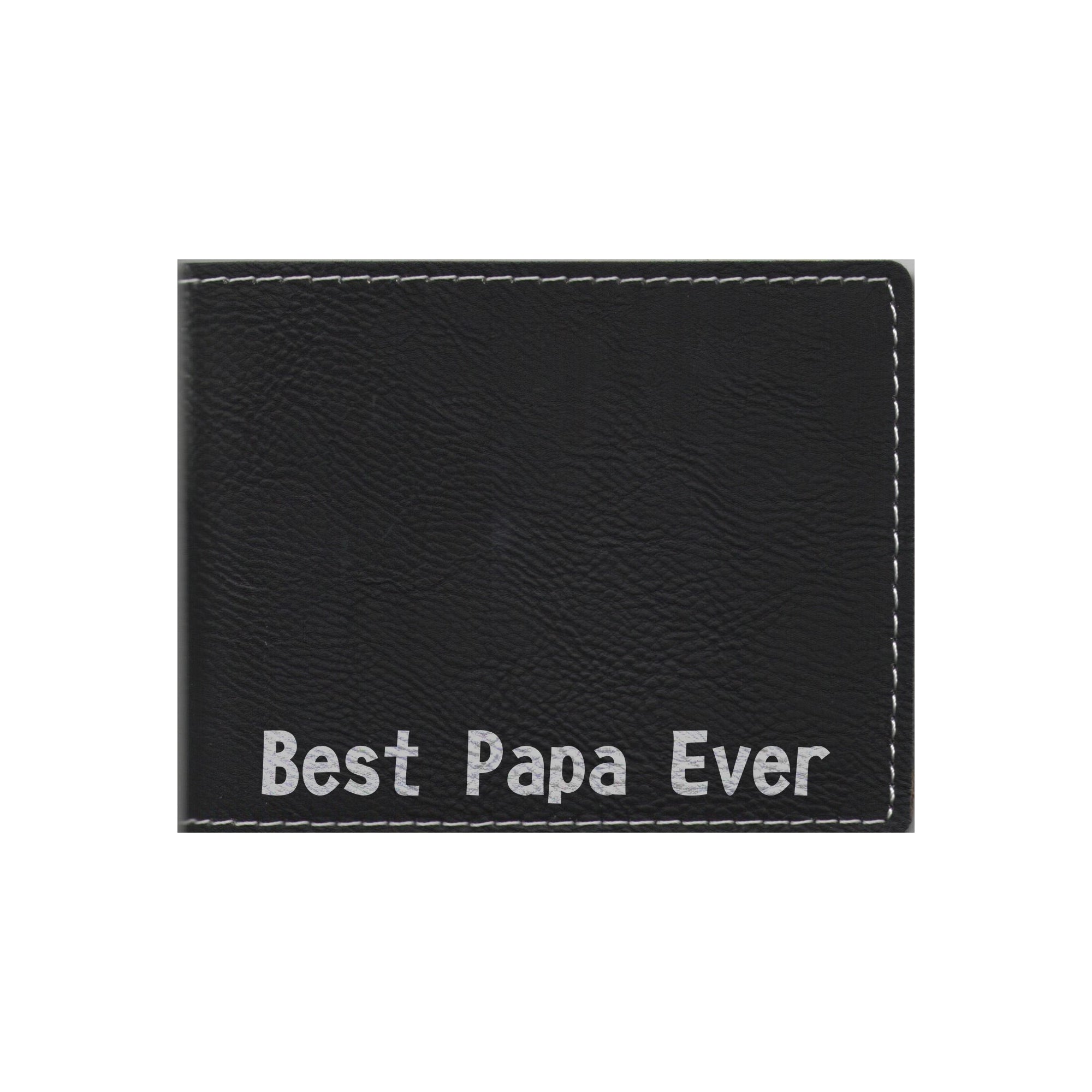 Best Papa Ever Engraved Leatherette Bi-fold Wallet, Papa Gift