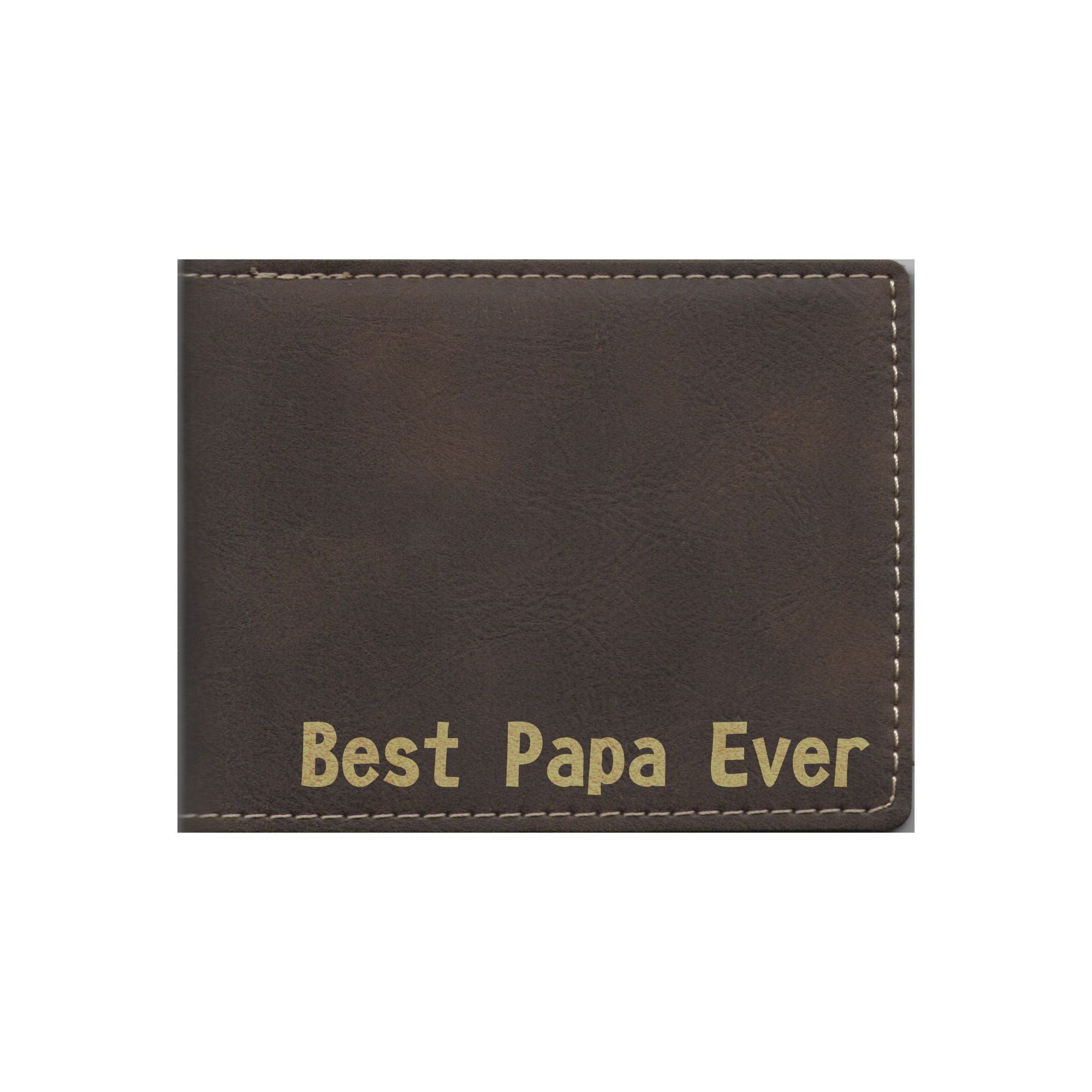Best Papa Ever Engraved Leatherette Bi-fold Wallet, Papa Gift