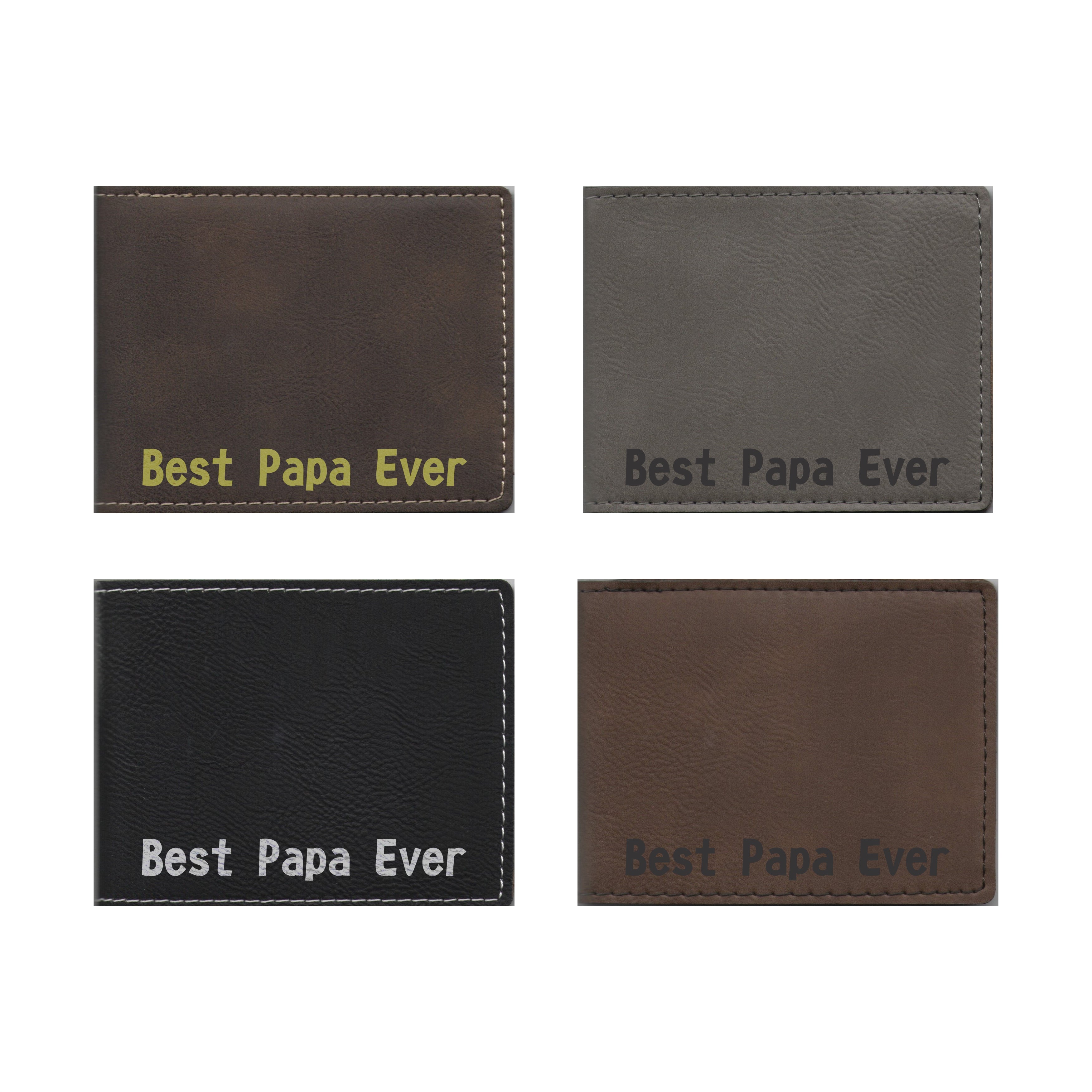 Best Papa Ever Engraved Leatherette Bi-fold Wallet, Papa Gift