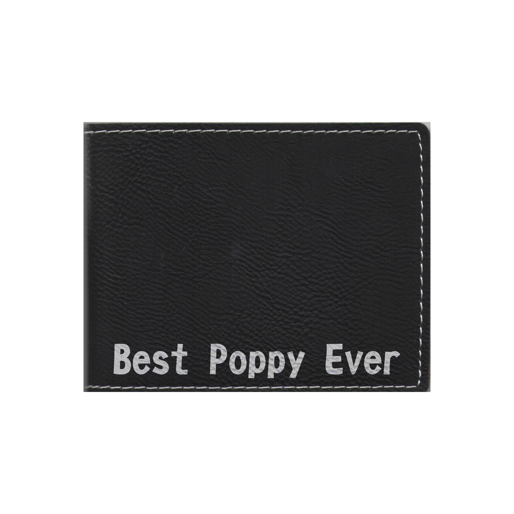 Best Poppy Ever Engraved Leatherette Bi-fold Wallet, Poppy Gift
