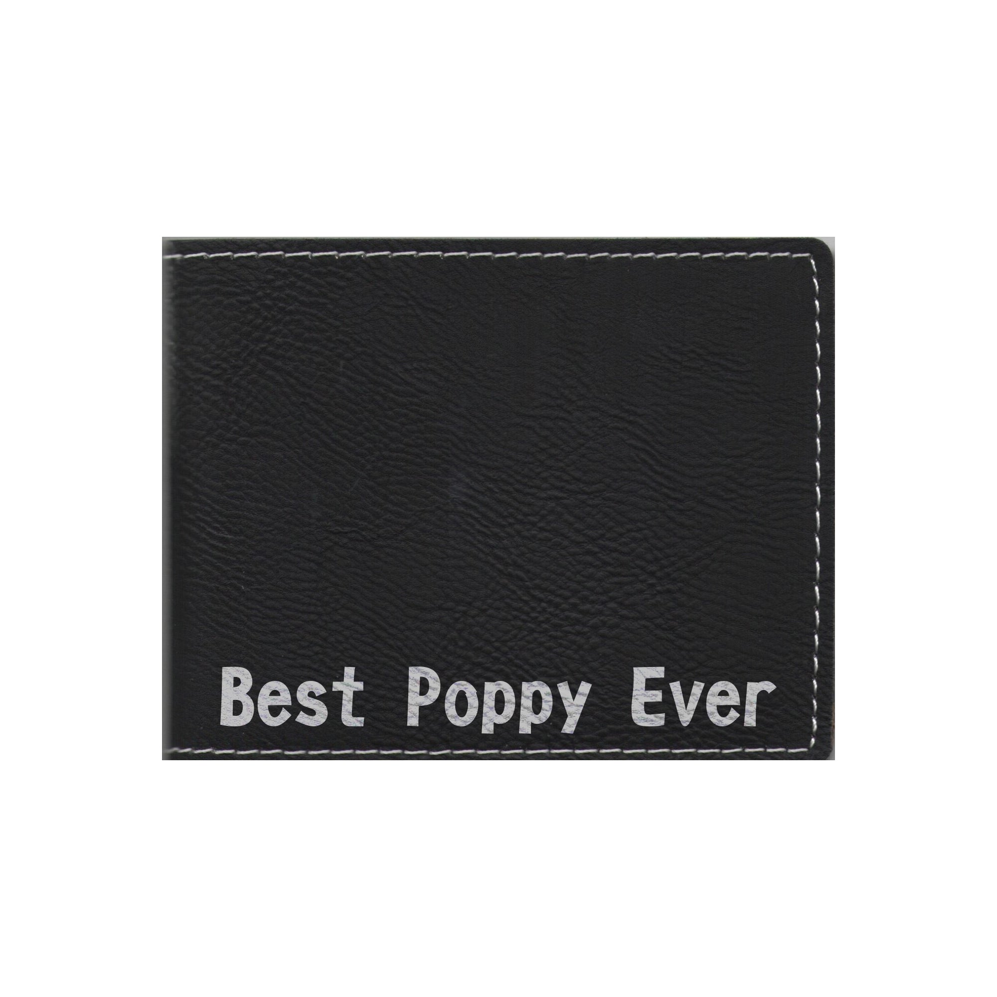 Best Poppy Ever Engraved Leatherette Bi-fold Wallet, Poppy Gift