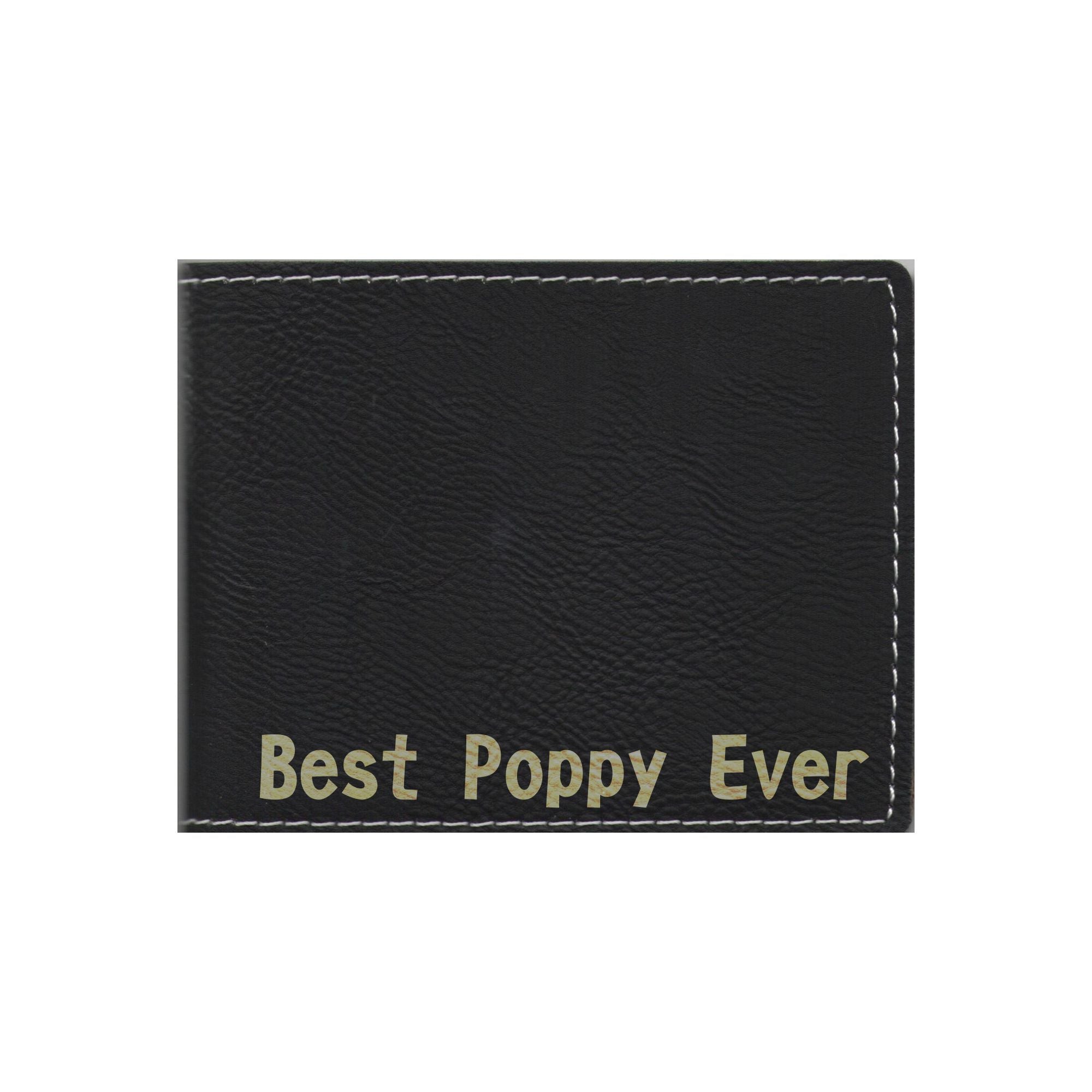 Best Poppy Ever Engraved Leatherette Bi-fold Wallet, Poppy Gift