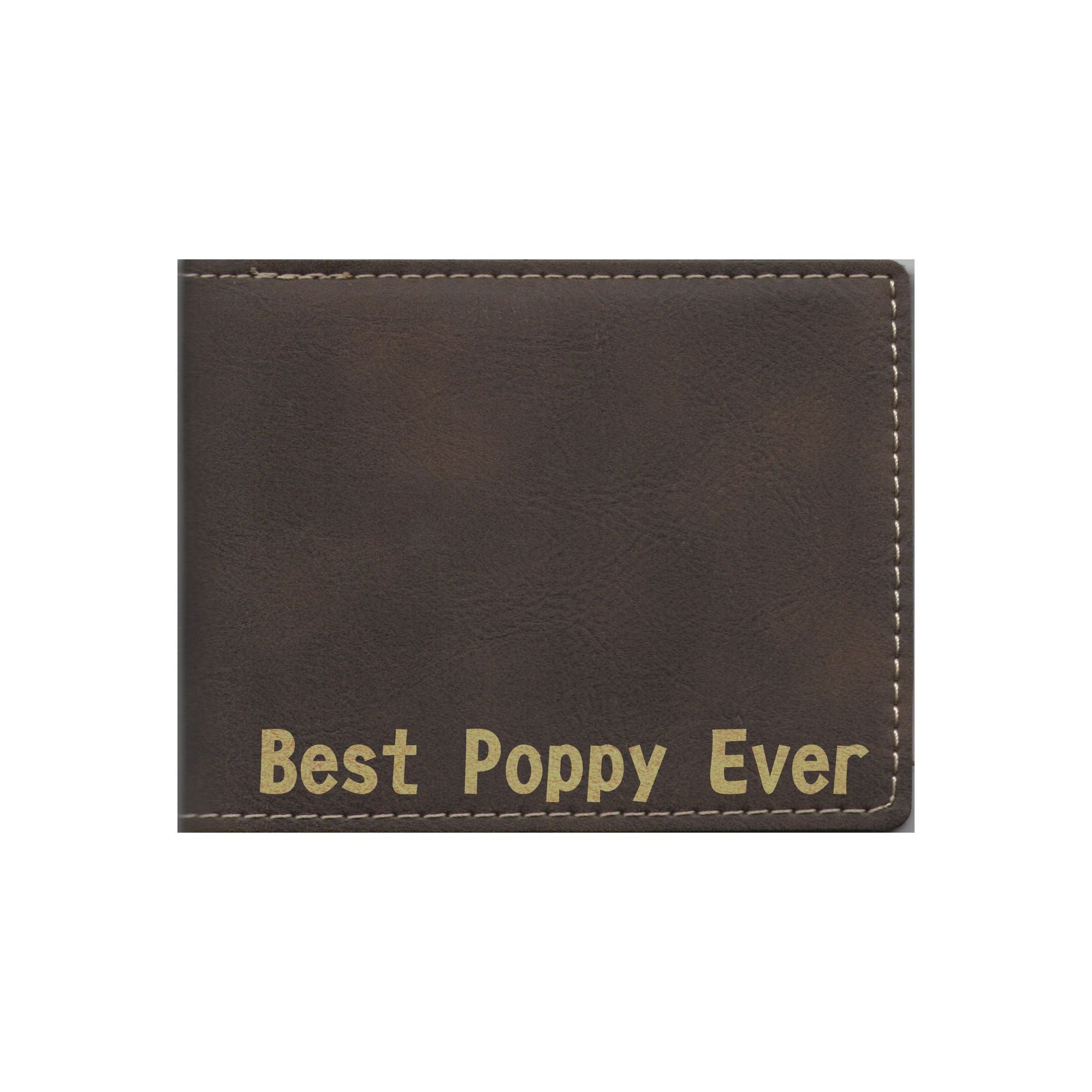 Best Poppy Ever Engraved Leatherette Bi-fold Wallet, Poppy Gift
