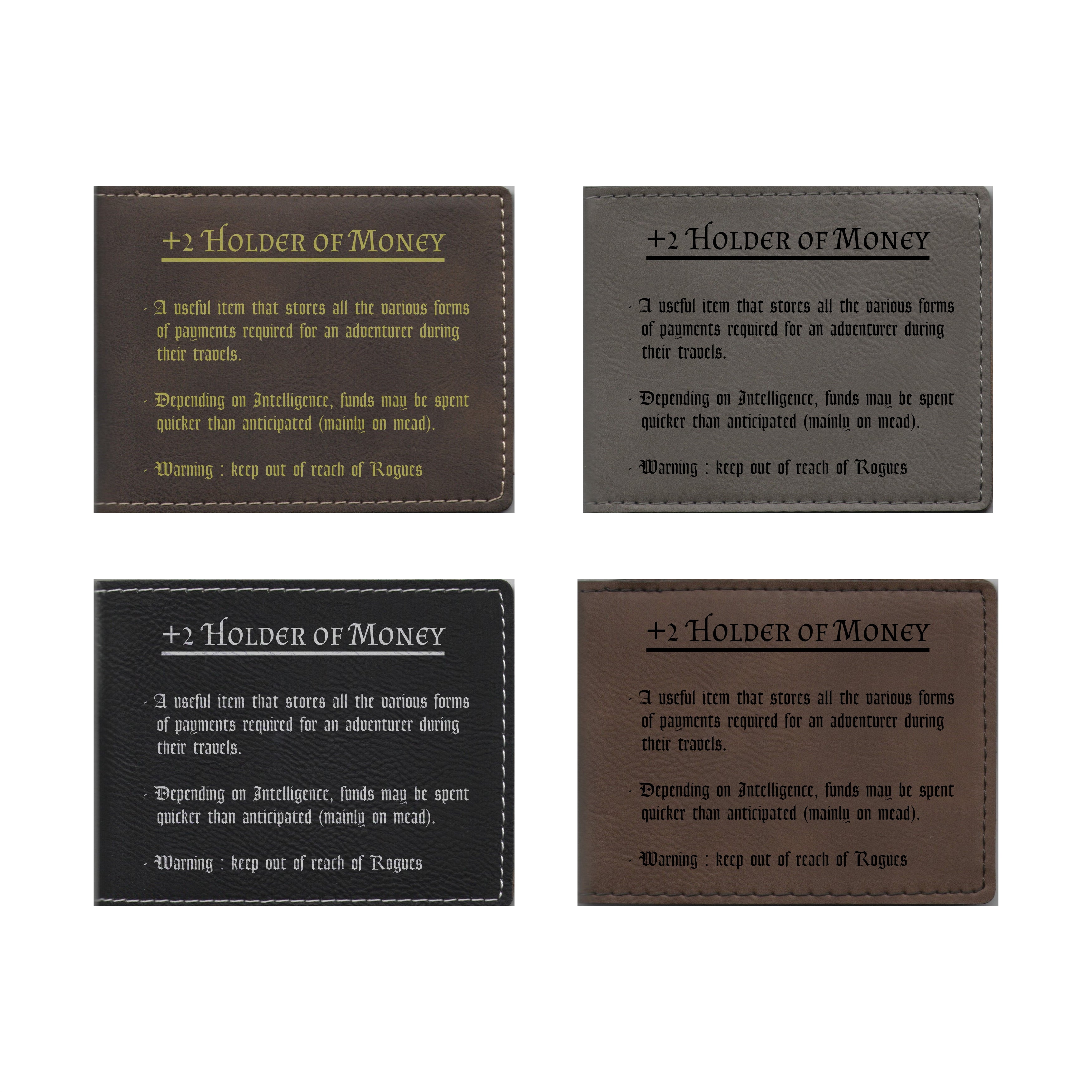 DND Gifts Holder of Money Funny Item Description Engraved Leatherette Bi-fold Wallet, D&D Dungeons Dragons