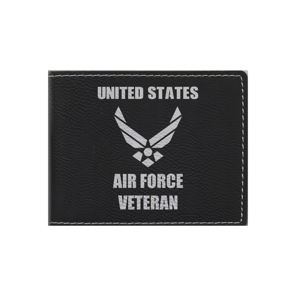United States Air Force Veteran Engraved Leatherette Bi-fold Wallet, Military Gifts
