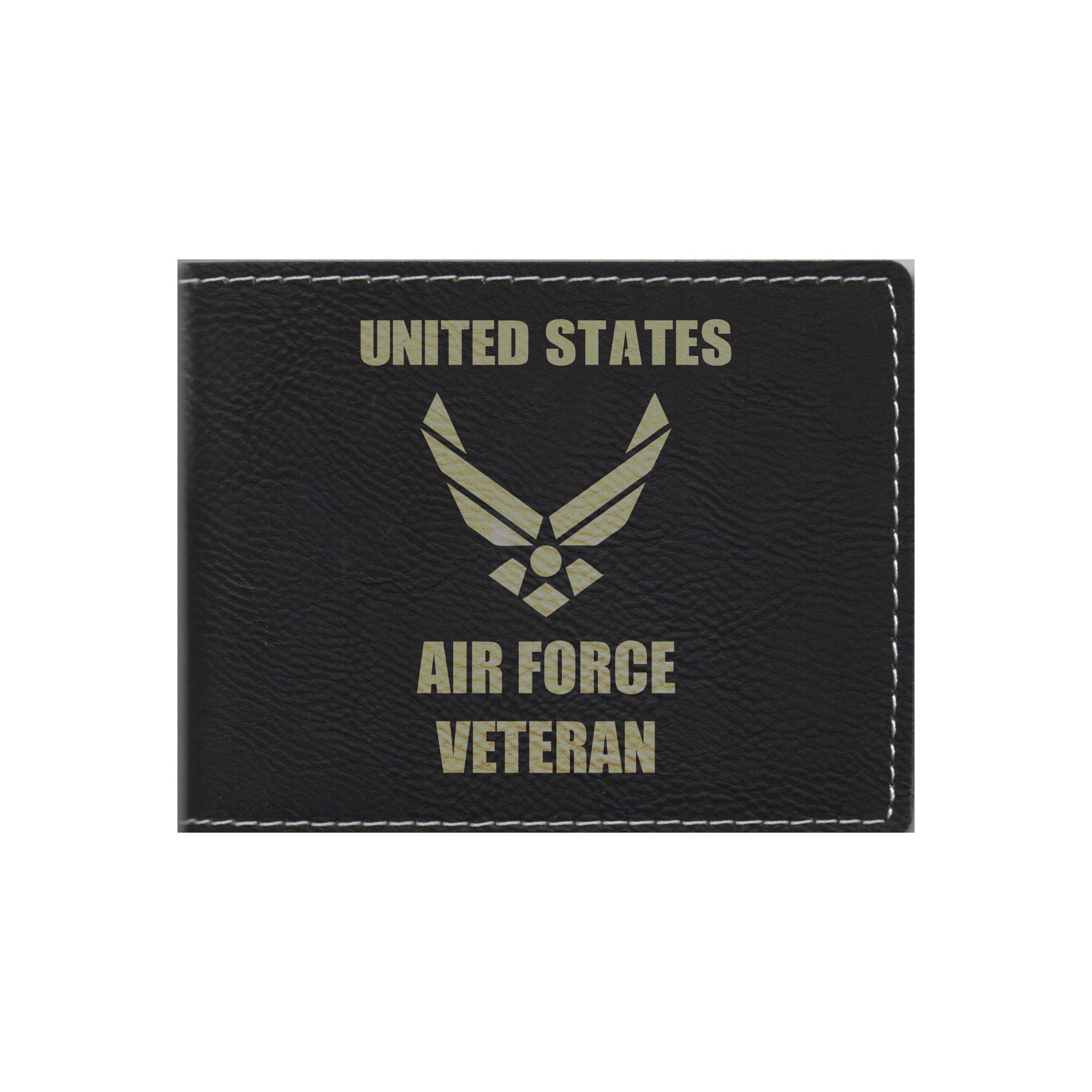 United States Air Force Veteran Engraved Leatherette Bi-fold Wallet, Military Gifts