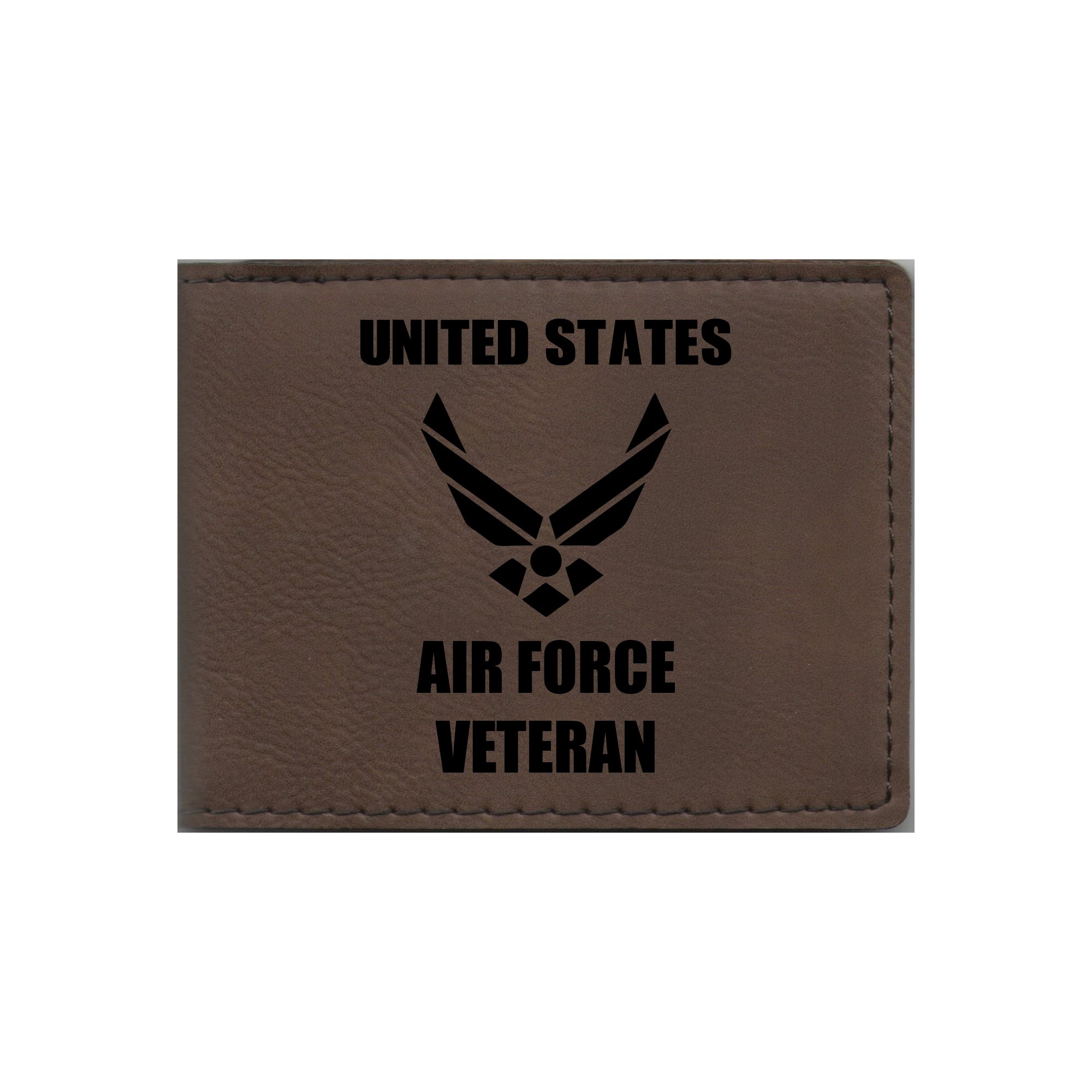 United States Air Force Veteran Engraved Leatherette Bi-fold Wallet, Military Gifts