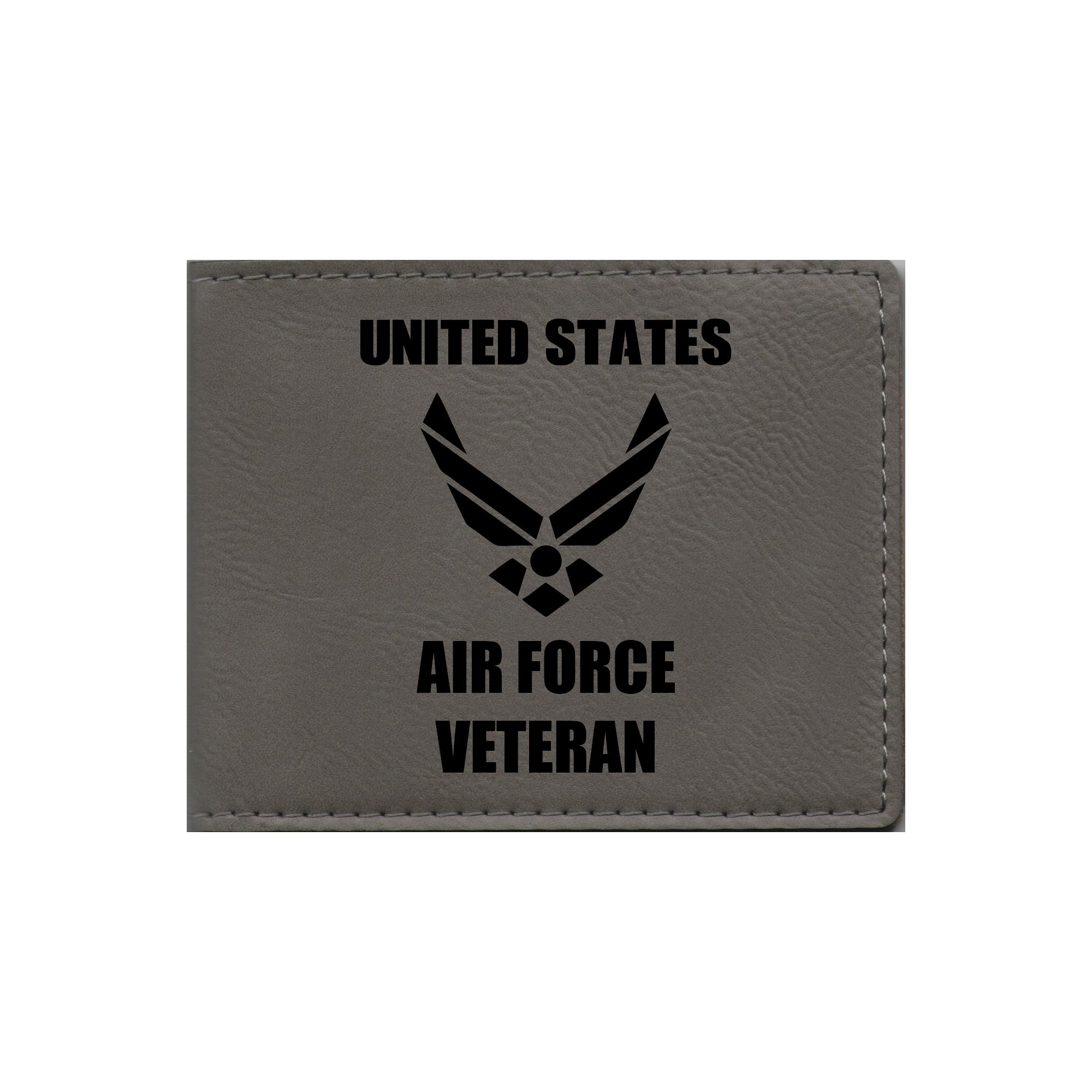 United States Air Force Veteran Engraved Leatherette Bi-fold Wallet, Military Gifts