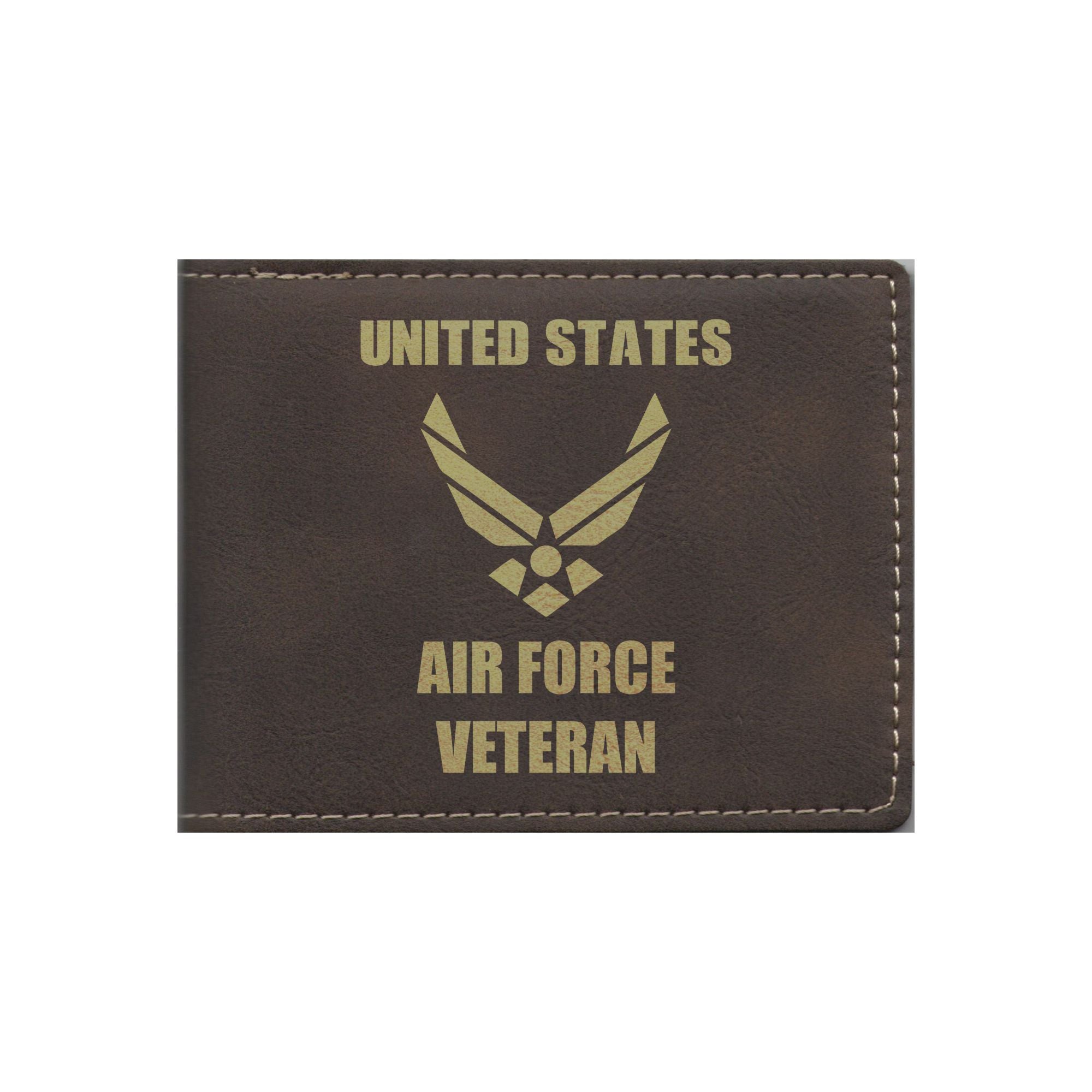 United States Air Force Veteran Engraved Leatherette Bi-fold Wallet, Military Gifts