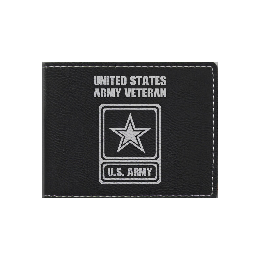 United States Army Veteran Engraved Leatherette Bi-fold Wallet, Military Gifts