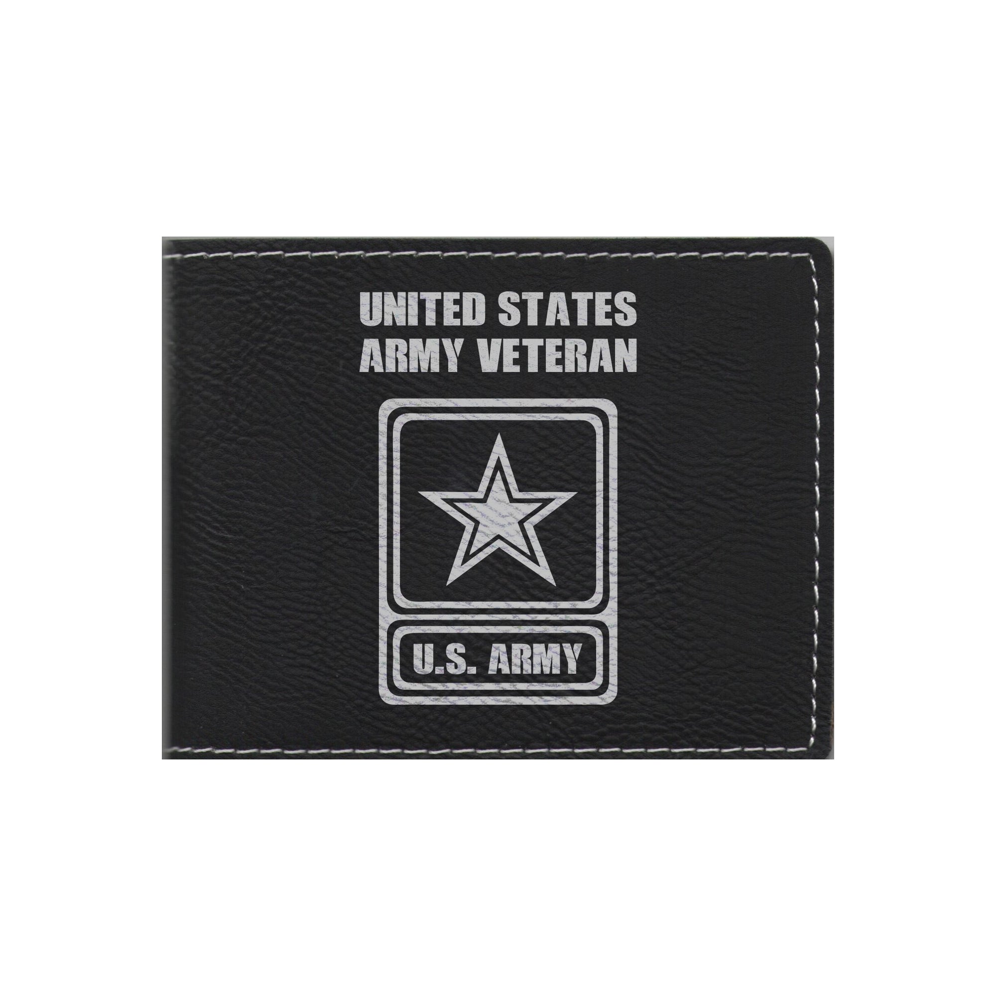 United States Army Veteran Engraved Leatherette Bi-fold Wallet, Military Gifts