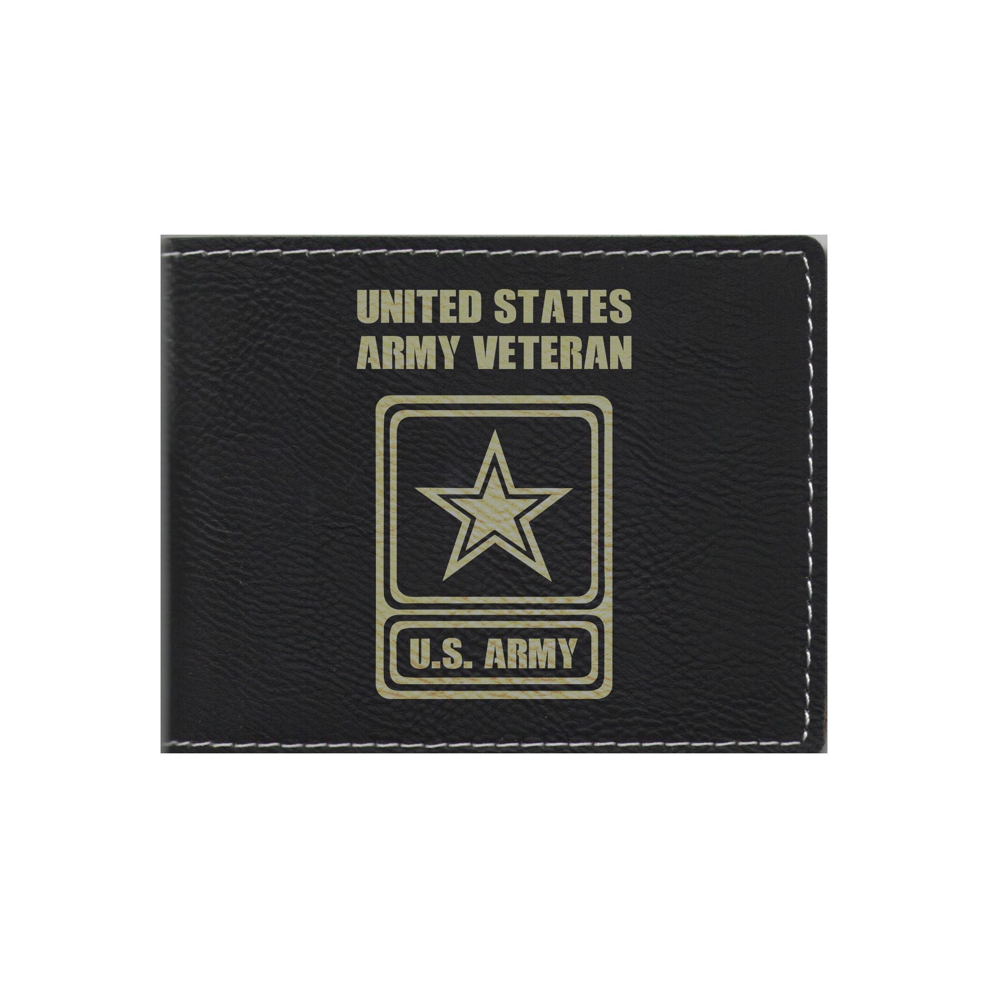United States Army Veteran Engraved Leatherette Bi-fold Wallet, Military Gifts