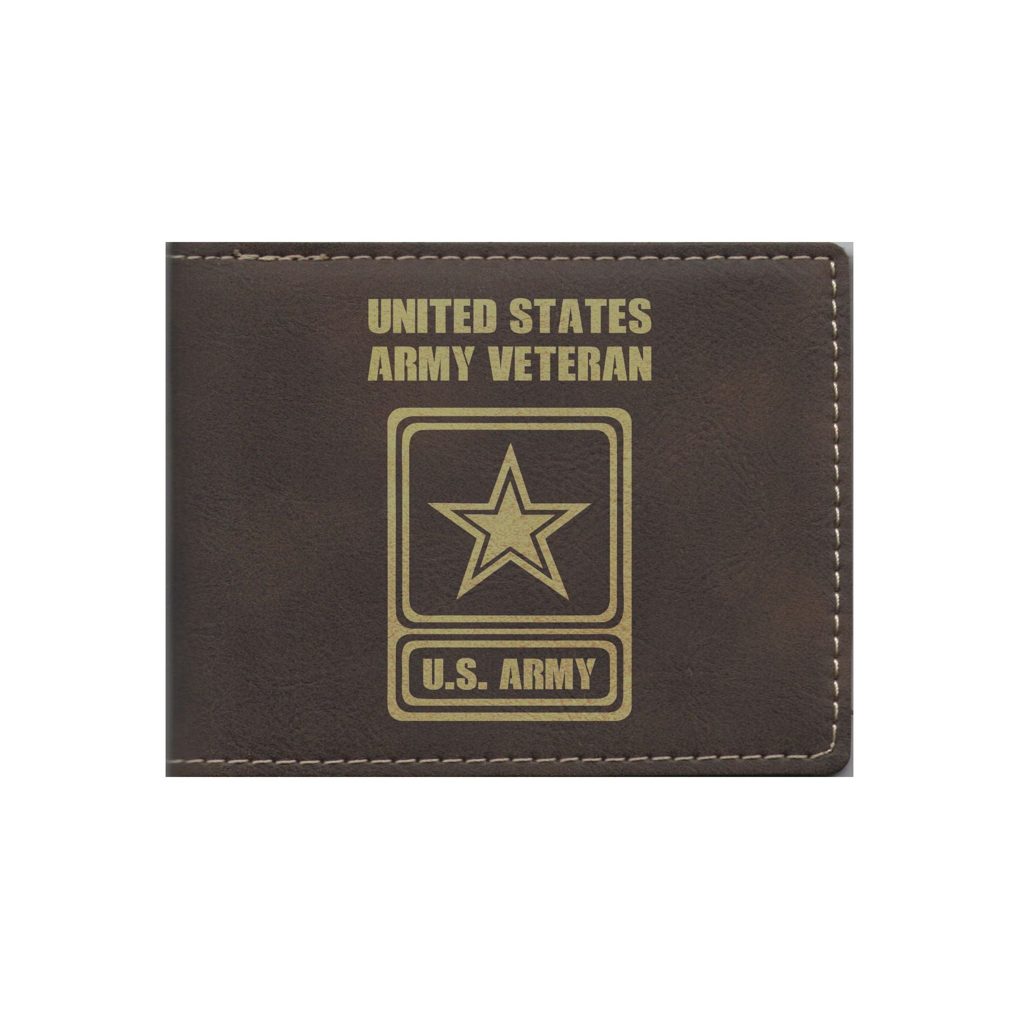 United States Army Veteran Engraved Leatherette Bi-fold Wallet, Military Gifts