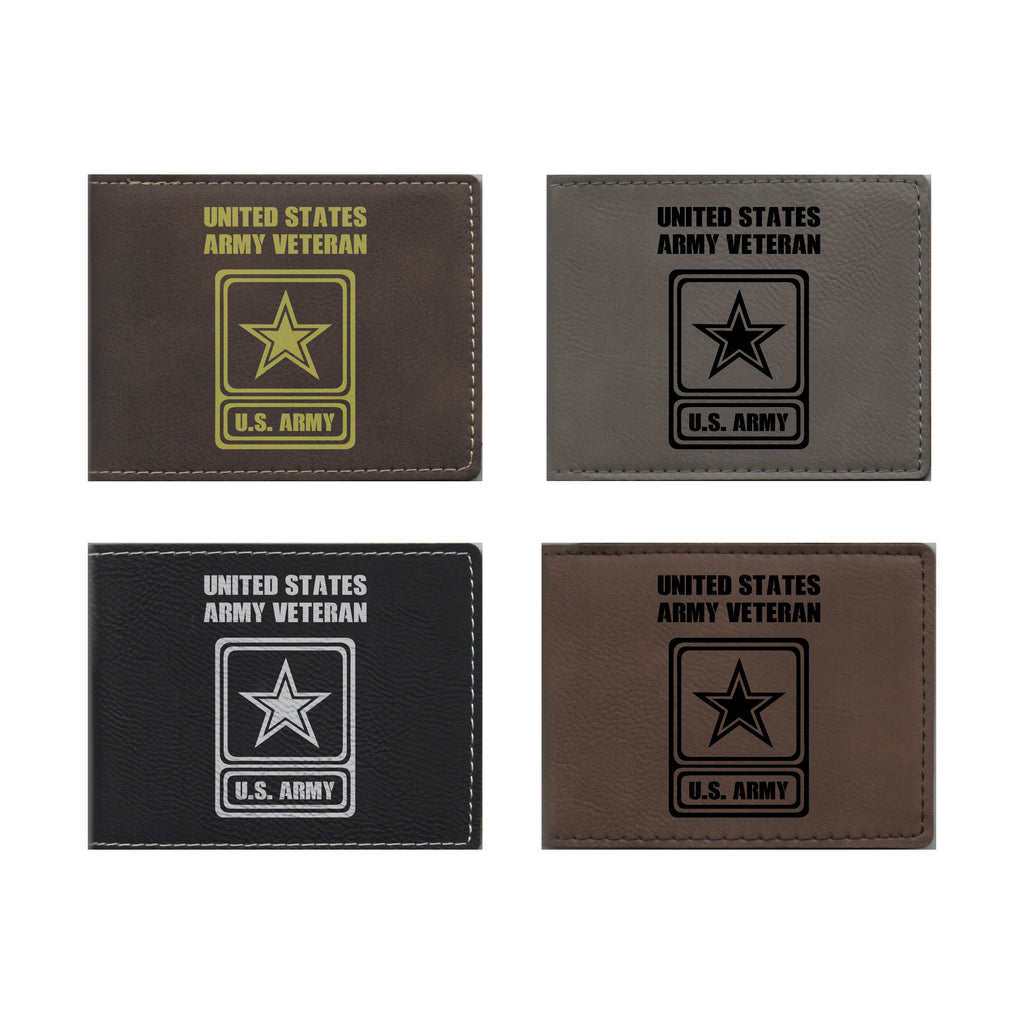 United States Army Veteran Engraved Leatherette Bi-fold Wallet, Military Gifts