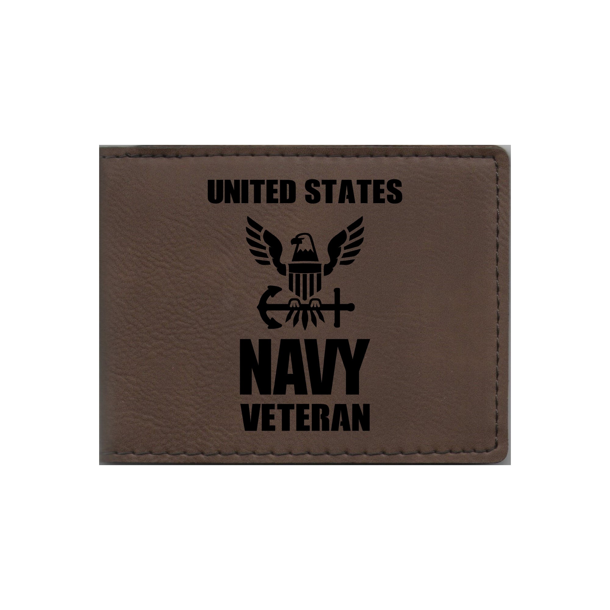 United States Navy Veteran Engraved Leatherette Bi-fold Wallet, Military Gifts