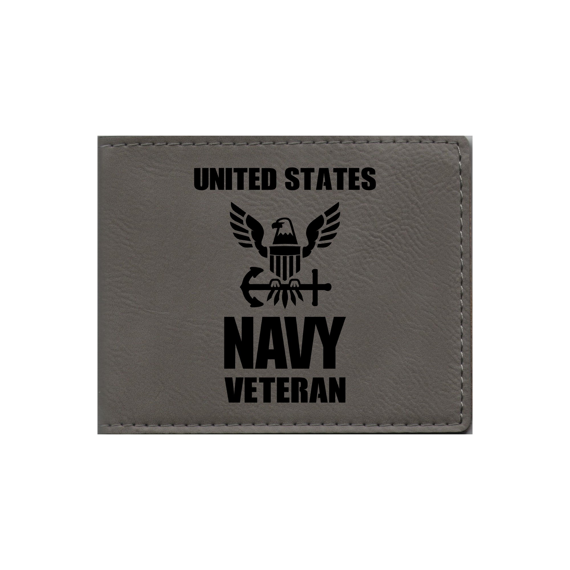 United States Navy Veteran Engraved Leatherette Bi-fold Wallet, Military Gifts