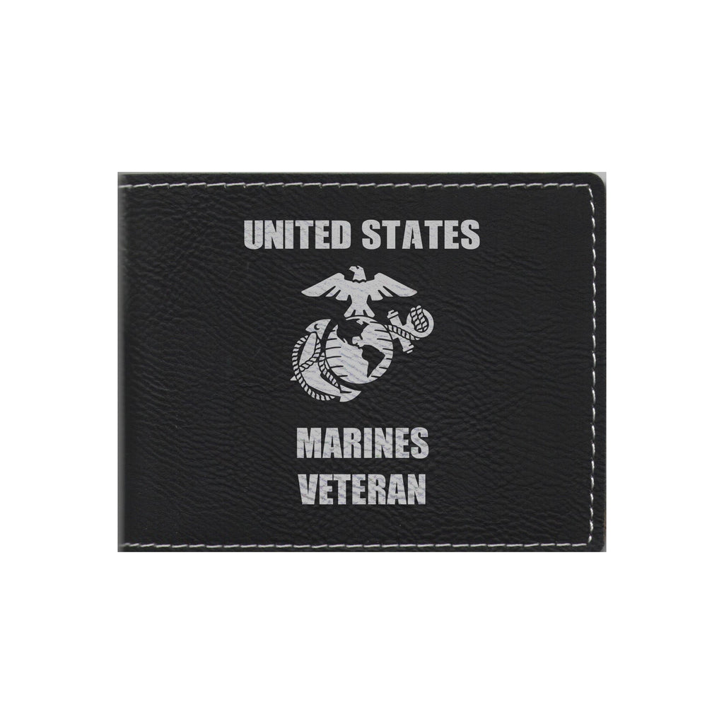 United States Marines Veteran Engraved Leatherette Bi-fold Wallet, Military Gifts