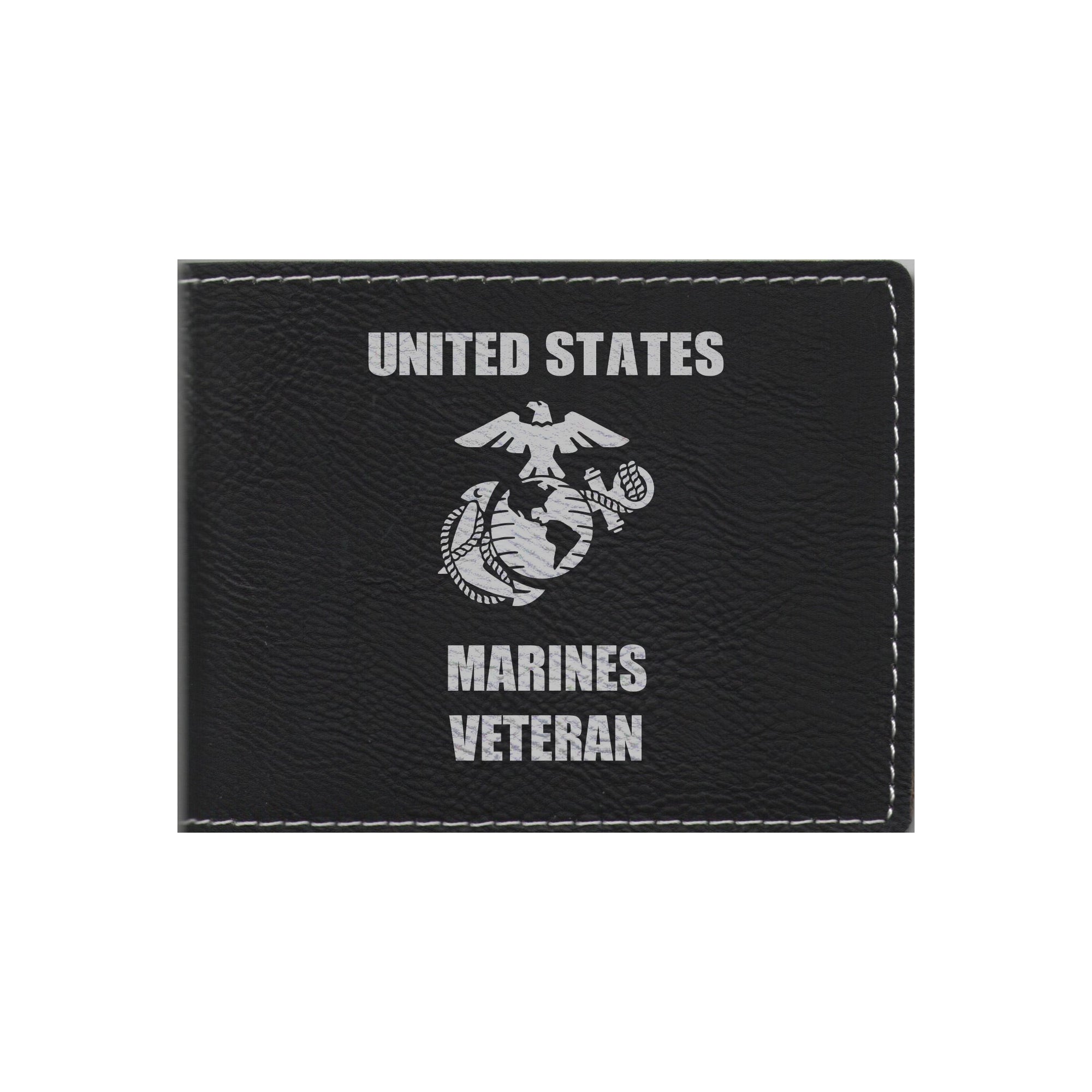 United States Marines Veteran Engraved Leatherette Bi-fold Wallet, Military Gifts