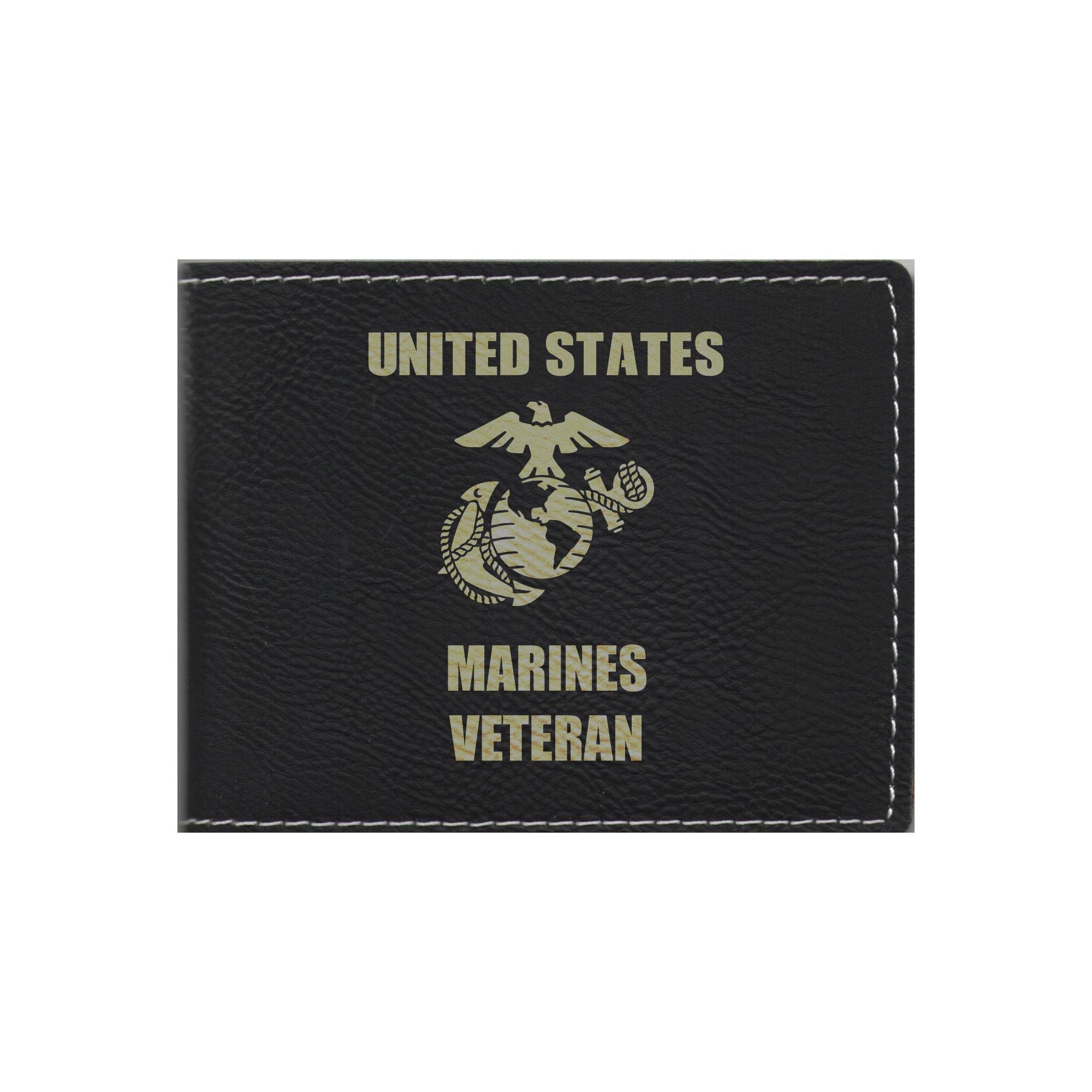 United States Marines Veteran Engraved Leatherette Bi-fold Wallet, Military Gifts
