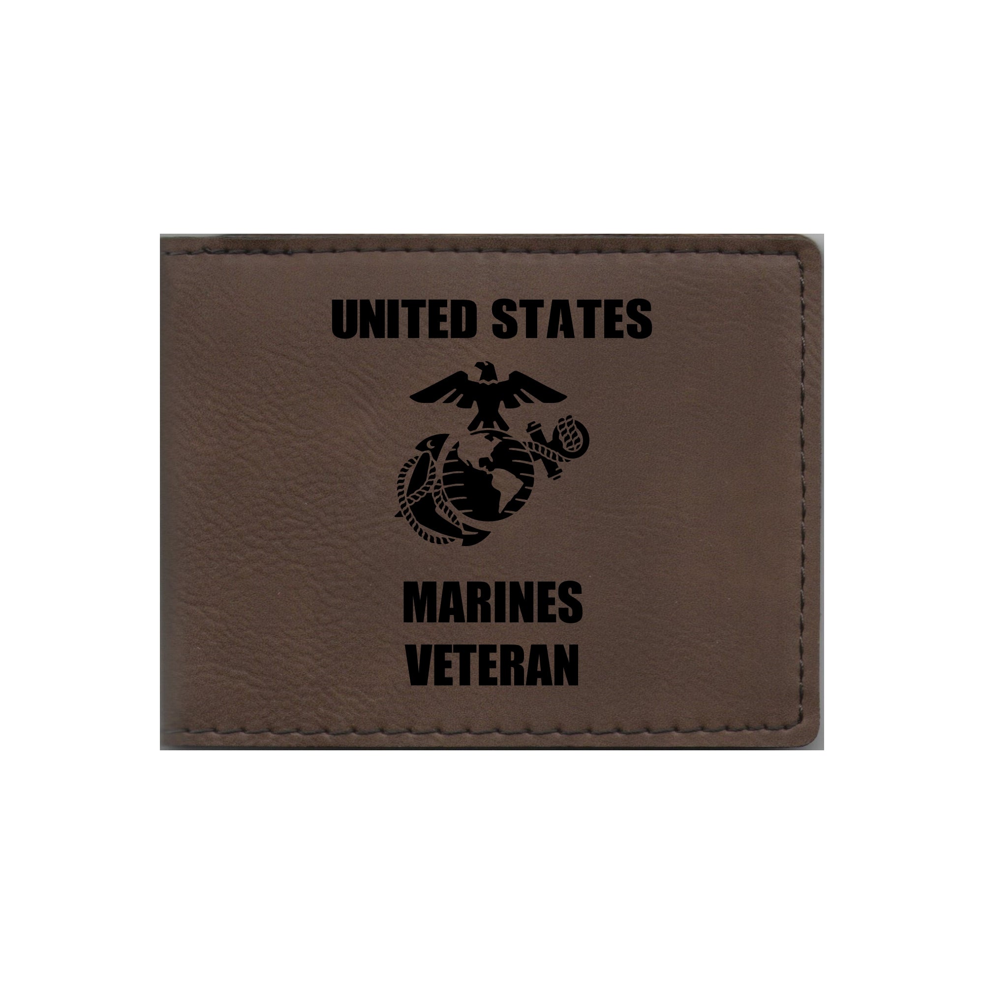 United States Marines Veteran Engraved Leatherette Bi-fold Wallet, Military Gifts