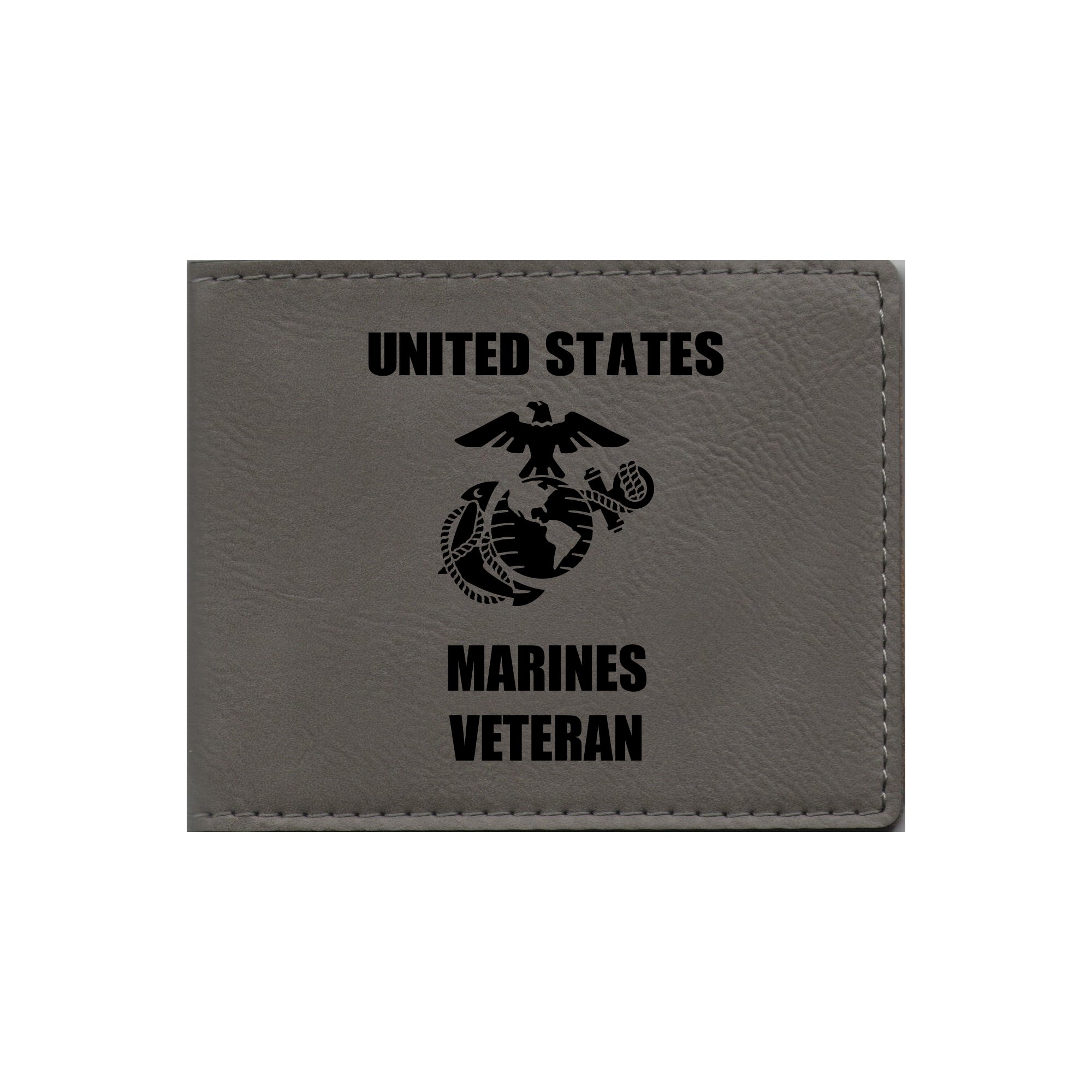 United States Marines Veteran Engraved Leatherette Bi-fold Wallet, Military Gifts