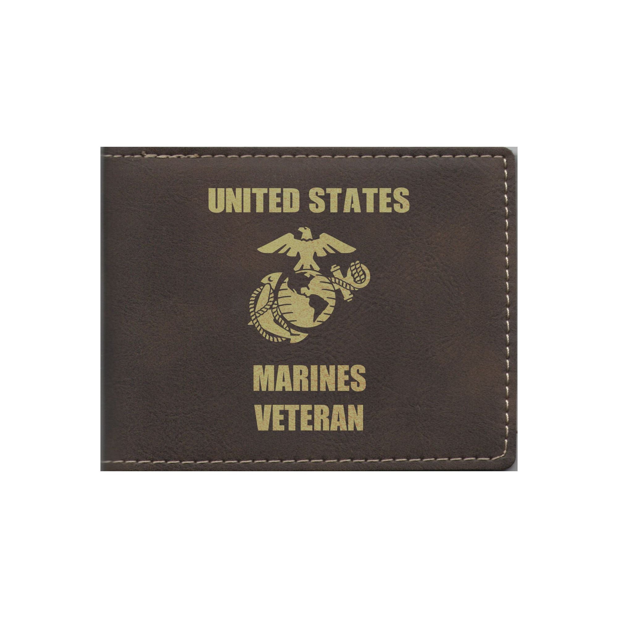 United States Marines Veteran Engraved Leatherette Bi-fold Wallet, Military Gifts
