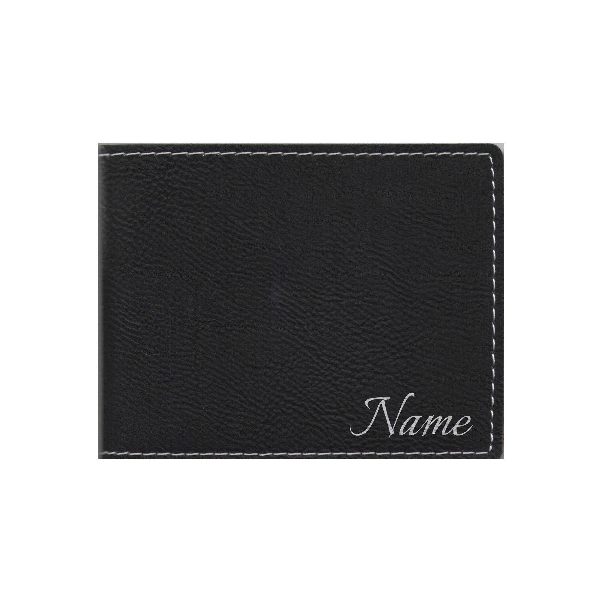 Personalized Leatherette Bi-fold Wallet Engraved with Custom Name
