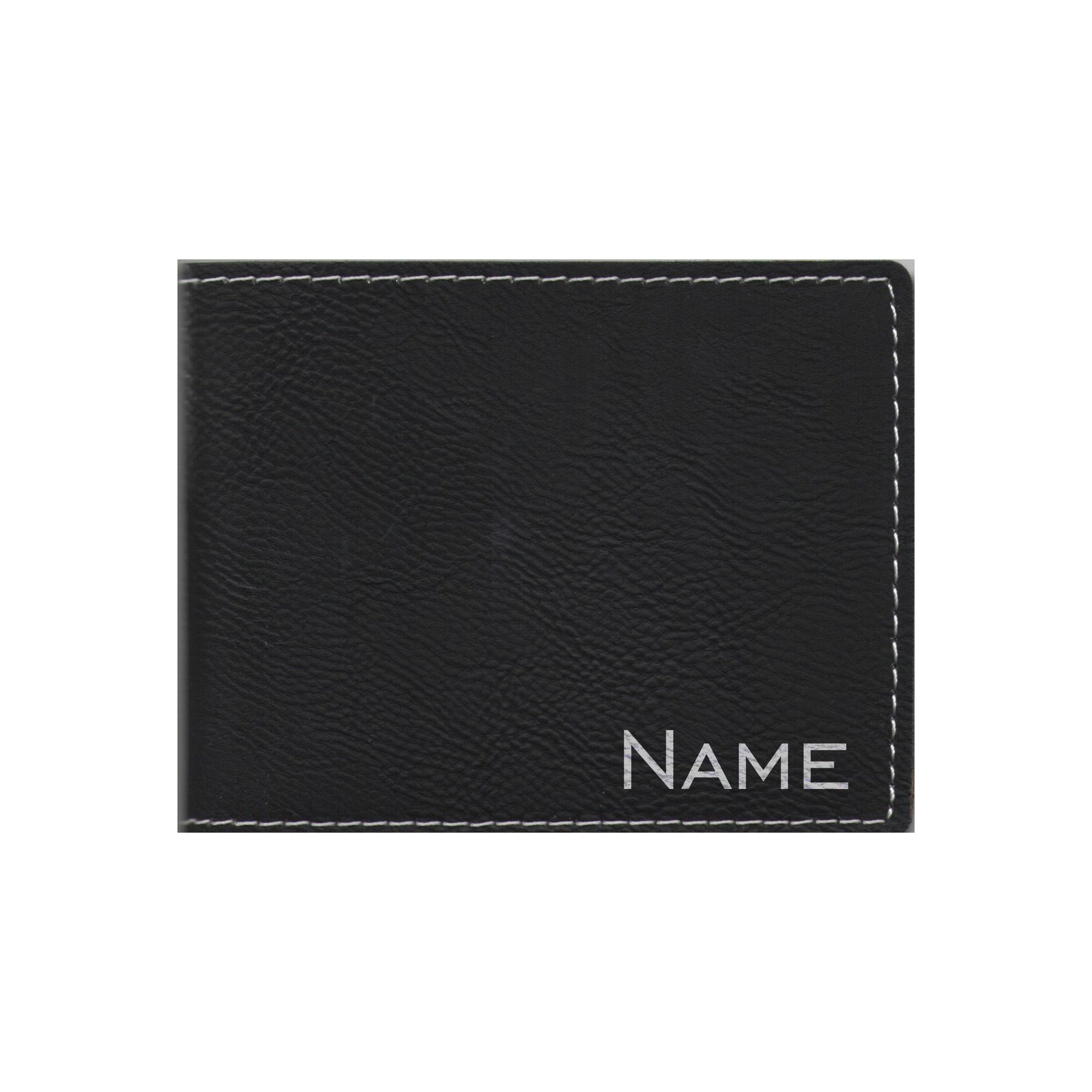 Personalized Leatherette Bi-fold Wallet Engraved with Custom Name