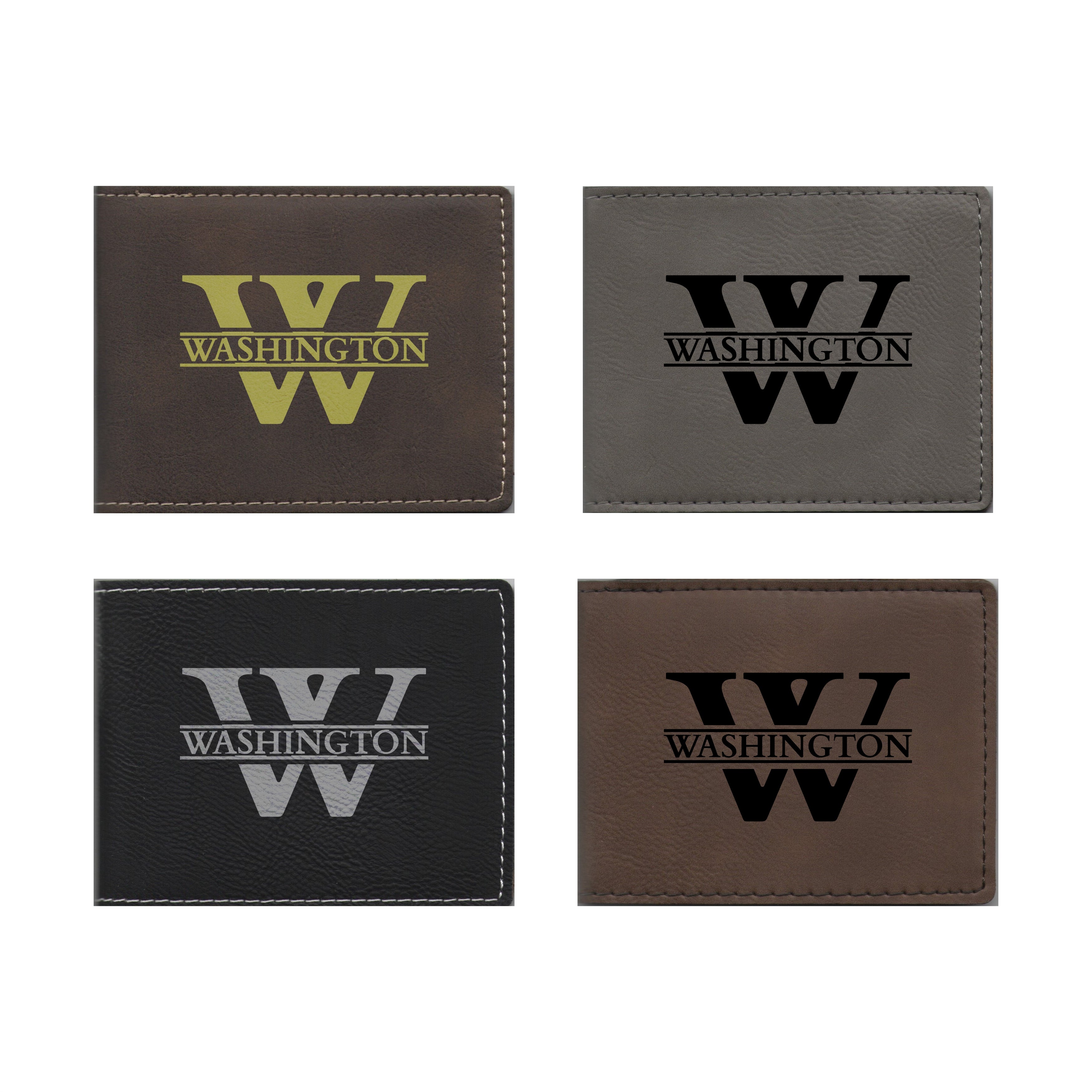 Personalized Leatherette Bi-fold Wallet Engraved Monogram Design with Custom Name Initial