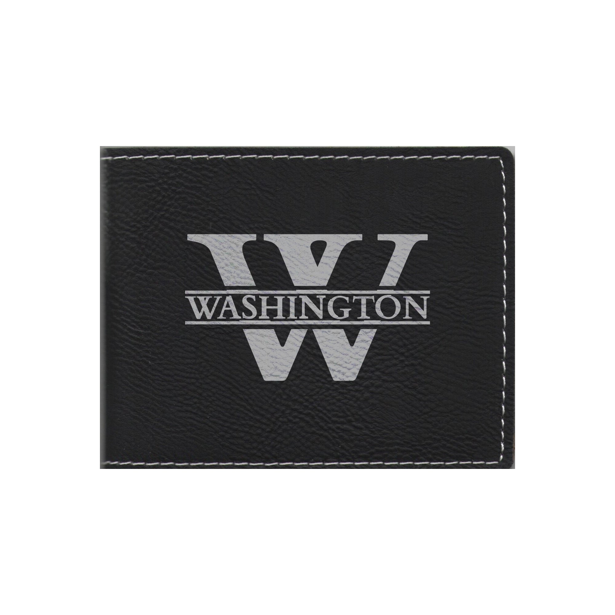 Personalized Leatherette Bi-fold Wallet Engraved Monogram Design with Custom Name Initial