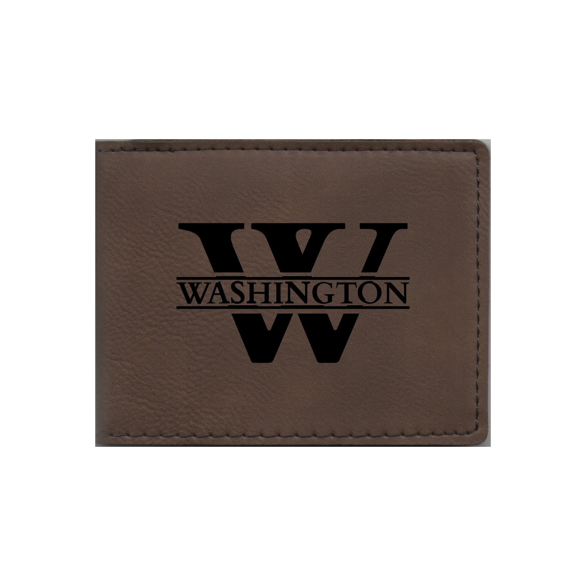 Personalized Leatherette Bi-fold Wallet Engraved Monogram Design with Custom Name Initial