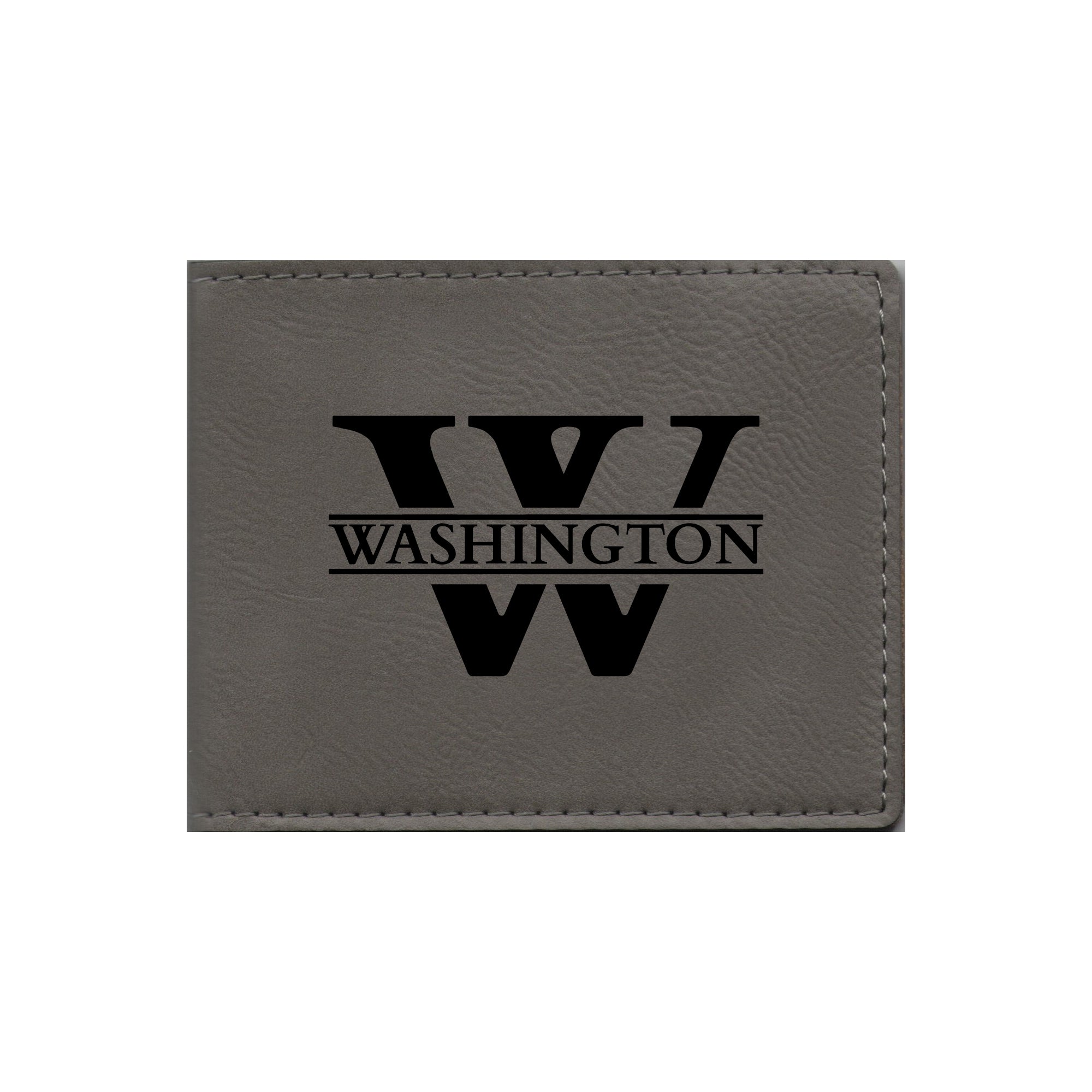 Personalized Leatherette Bi-fold Wallet Engraved Monogram Design with Custom Name Initial