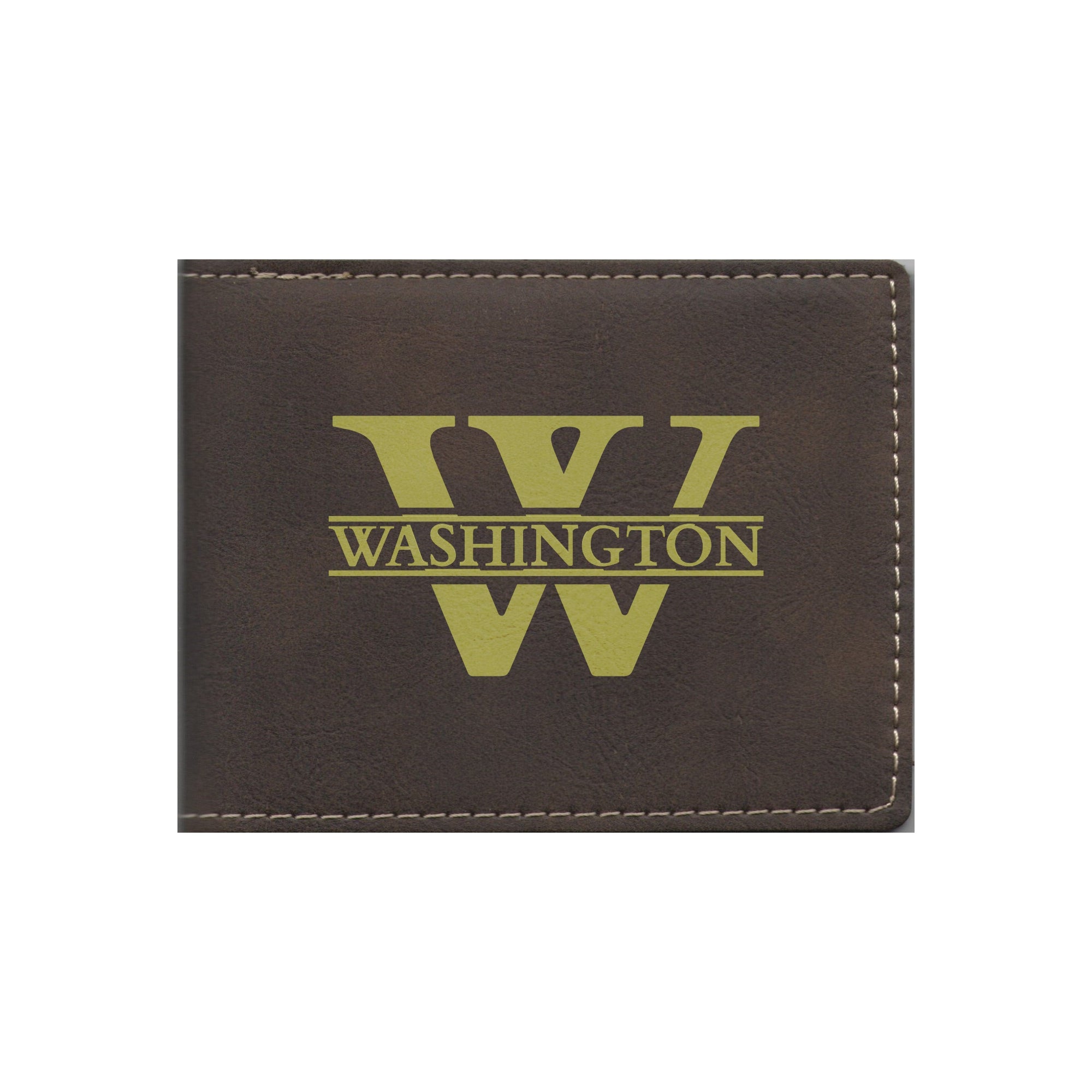 Personalized Leatherette Bi-fold Wallet Engraved Monogram Design with Custom Name Initial