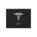 Personalized Medical Field Leatherette Bi-fold Wallet Engraved Caduceus Symbol with Custom Text