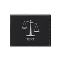 Personalized Lawyer Attorney Leatherette Bi-fold Wallet Engraved Scales of Justice with Custom Text