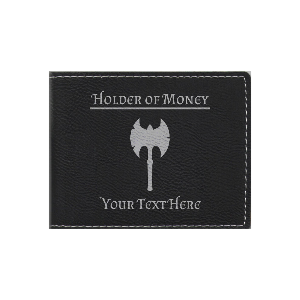DND Gifts, Personalized Holder of Money Barbarian Class Symbol Engraved Leatherette Bi-fold Wallet
