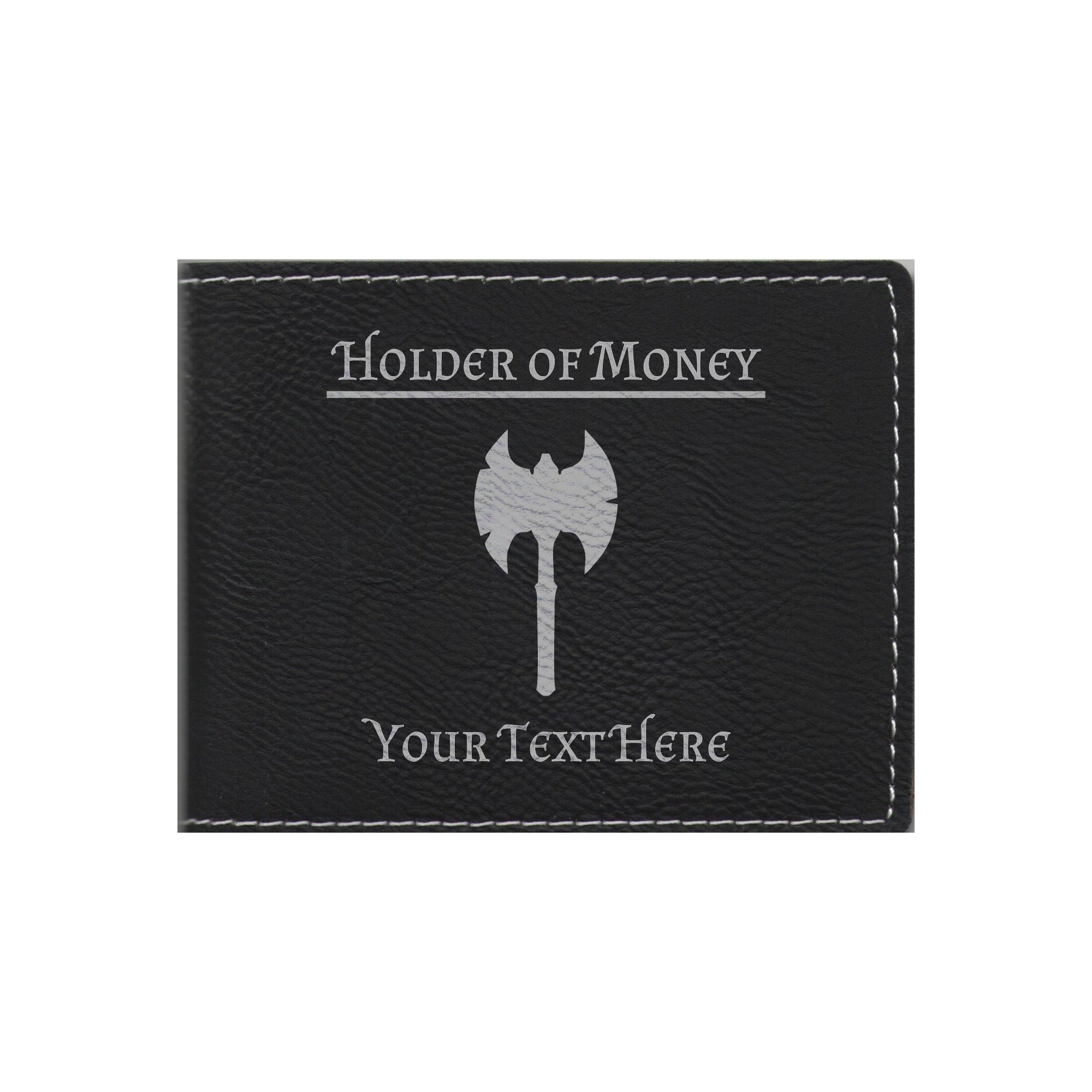 DND Gifts, Personalized Holder of Money Barbarian Class Symbol Engraved Leatherette Bi-fold Wallet