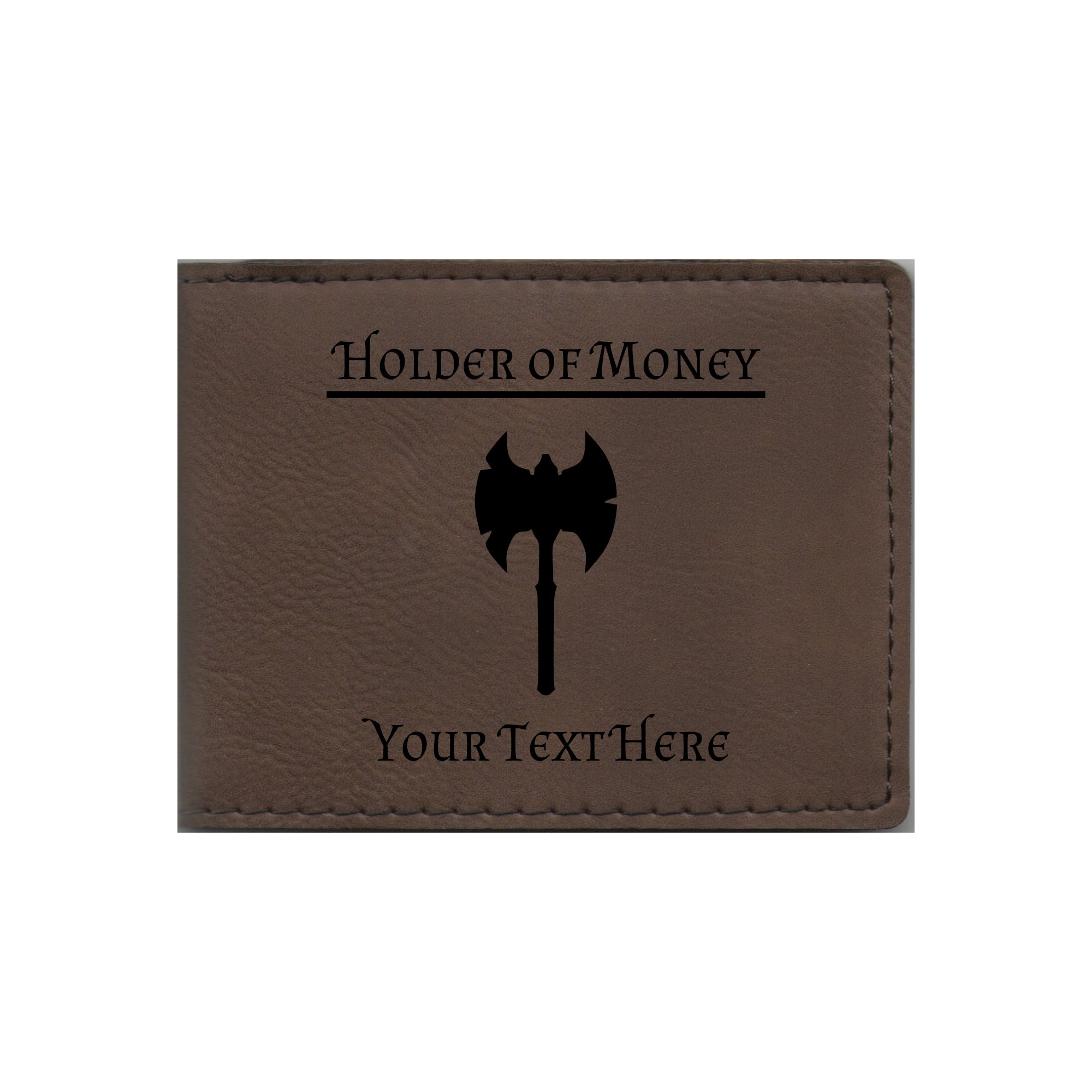 DND Gifts, Personalized Holder of Money Barbarian Class Symbol Engraved Leatherette Bi-fold Wallet