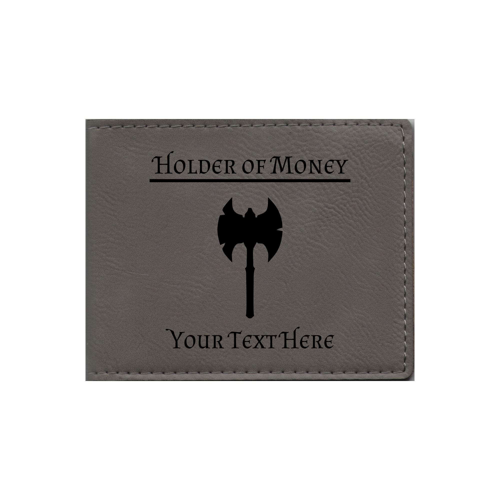 DND Gifts, Personalized Holder of Money Barbarian Class Symbol Engraved Leatherette Bi-fold Wallet