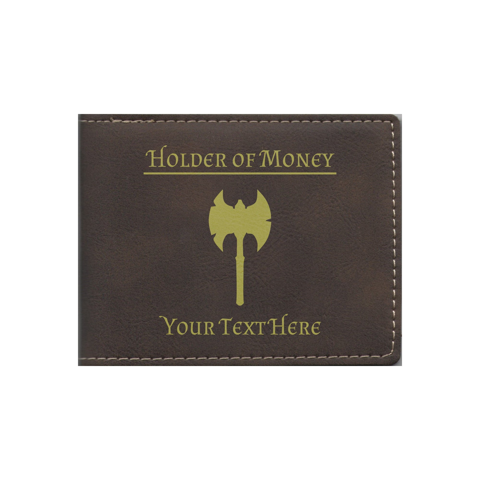 DND Gifts, Personalized Holder of Money Barbarian Class Symbol Engraved Leatherette Bi-fold Wallet