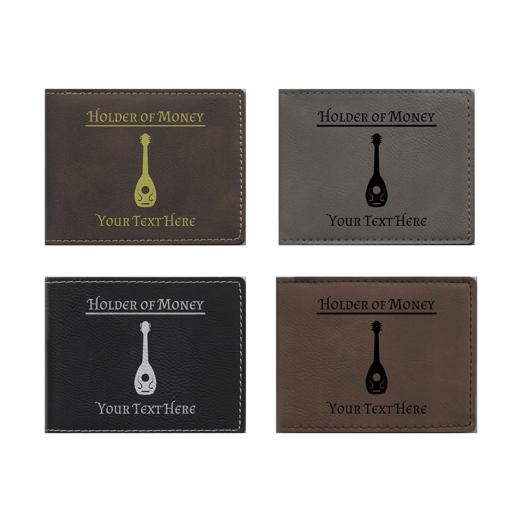 DND Gifts, Personalized Holder of Money Bard Class Symbol Engraved Leatherette Bi-fold Wallet