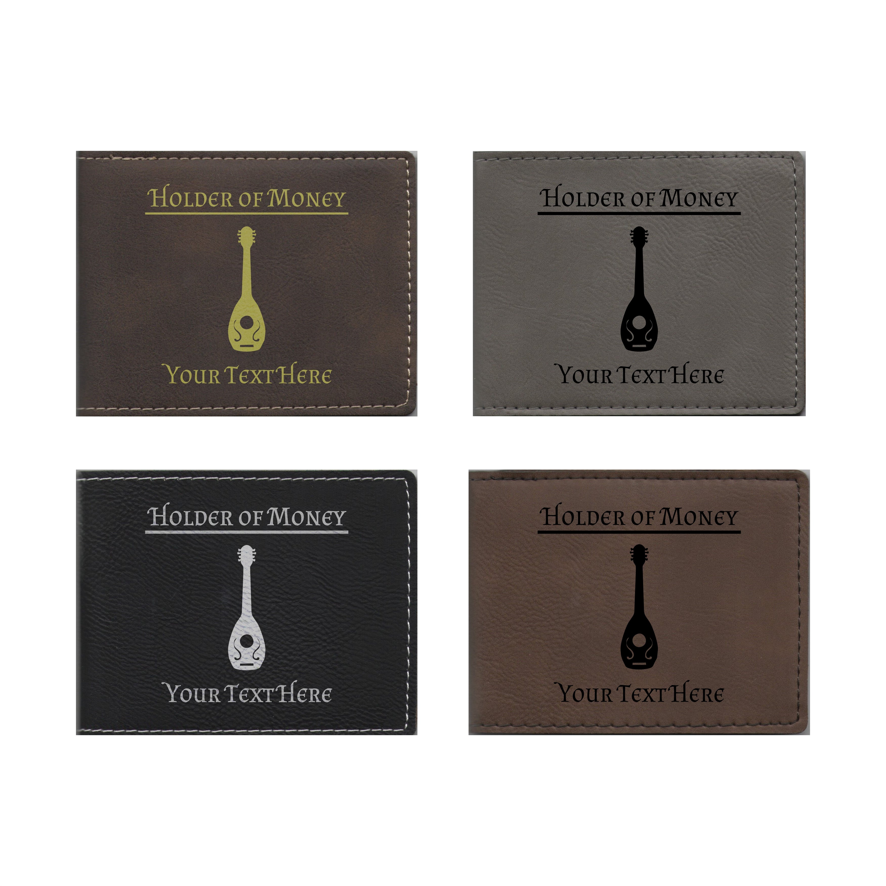 DND Gifts, Personalized Holder of Money Bard Class Symbol Engraved Leatherette Bi-fold Wallet
