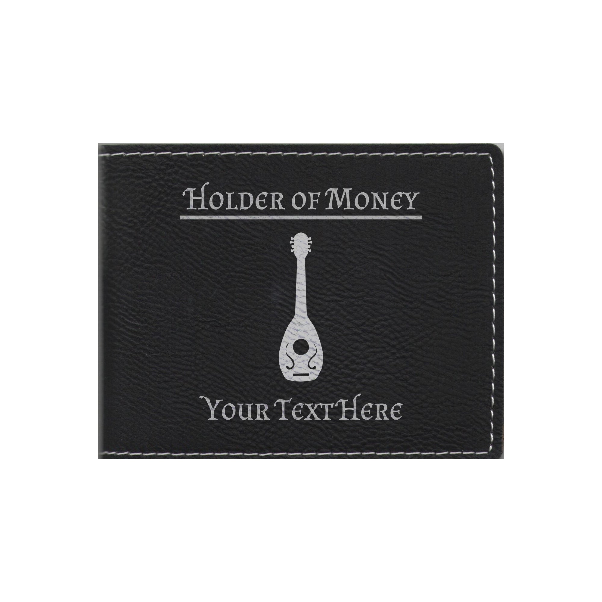 DND Gifts, Personalized Holder of Money Bard Class Symbol Engraved Leatherette Bi-fold Wallet
