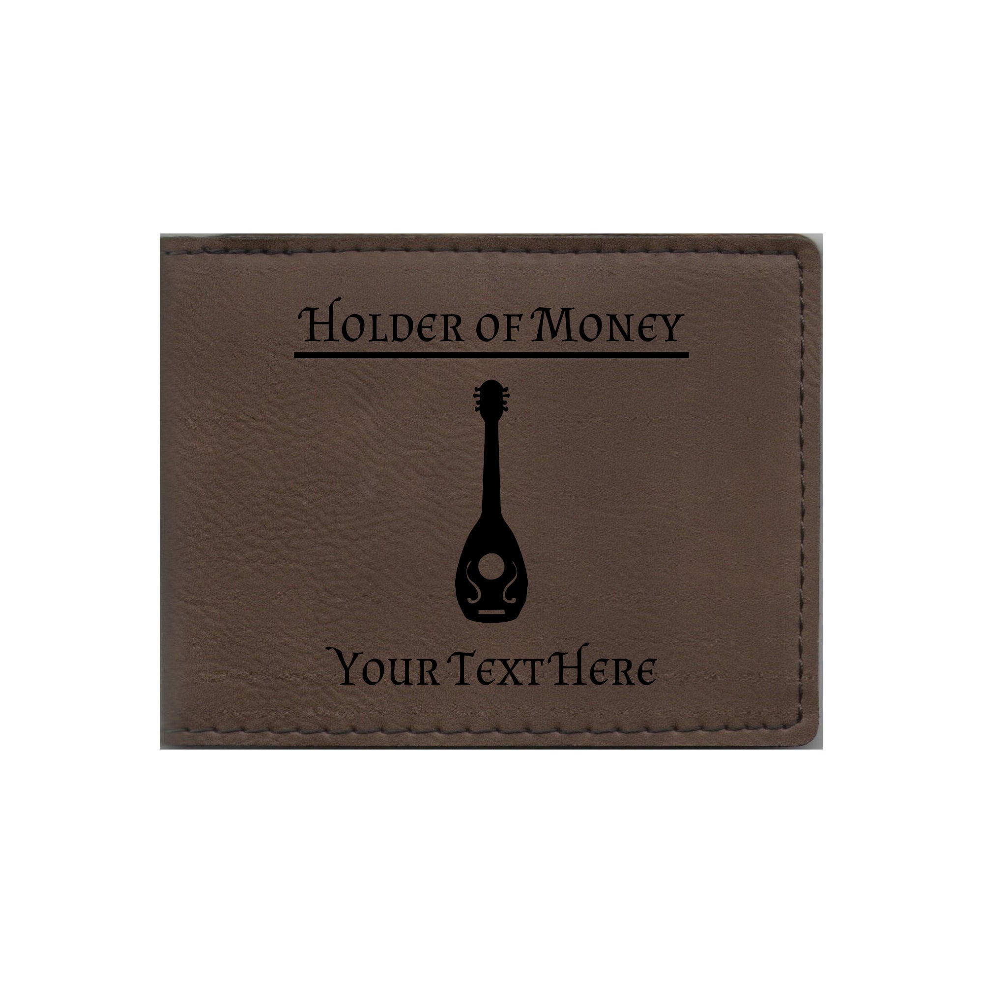 DND Gifts, Personalized Holder of Money Bard Class Symbol Engraved Leatherette Bi-fold Wallet