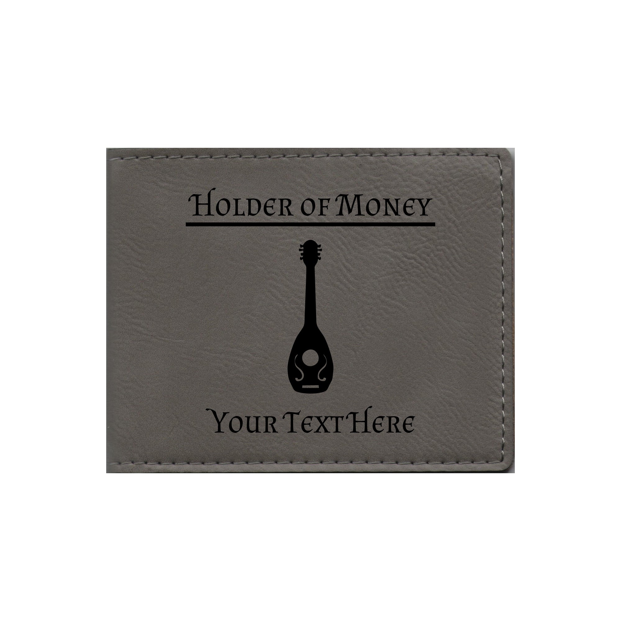 DND Gifts, Personalized Holder of Money Bard Class Symbol Engraved Leatherette Bi-fold Wallet